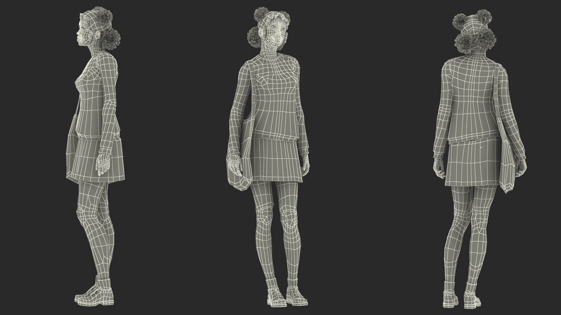 3D model Street Style Black Teenage Girl Standing Pose