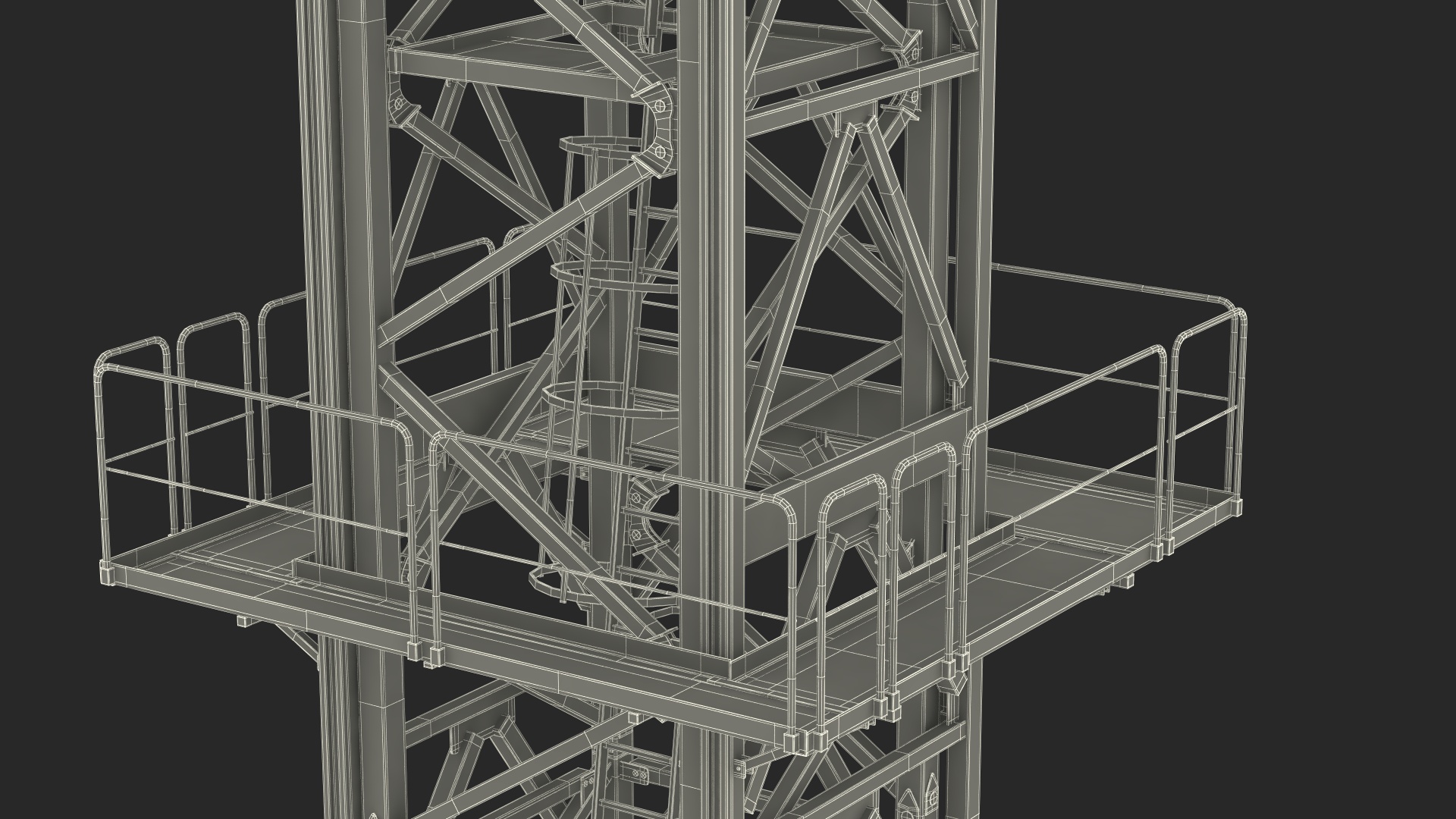 Tower Crane with Concrete Bucket 3D