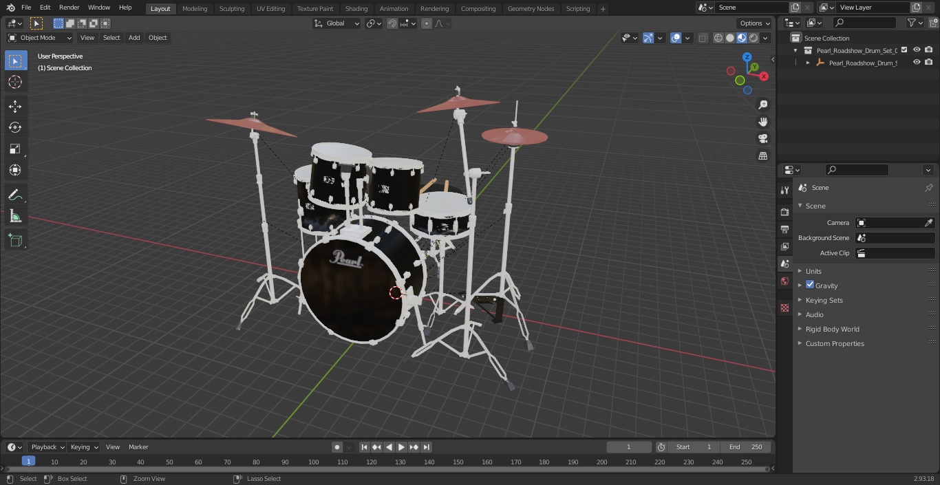 3D Pearl Roadshow Drum Set model
