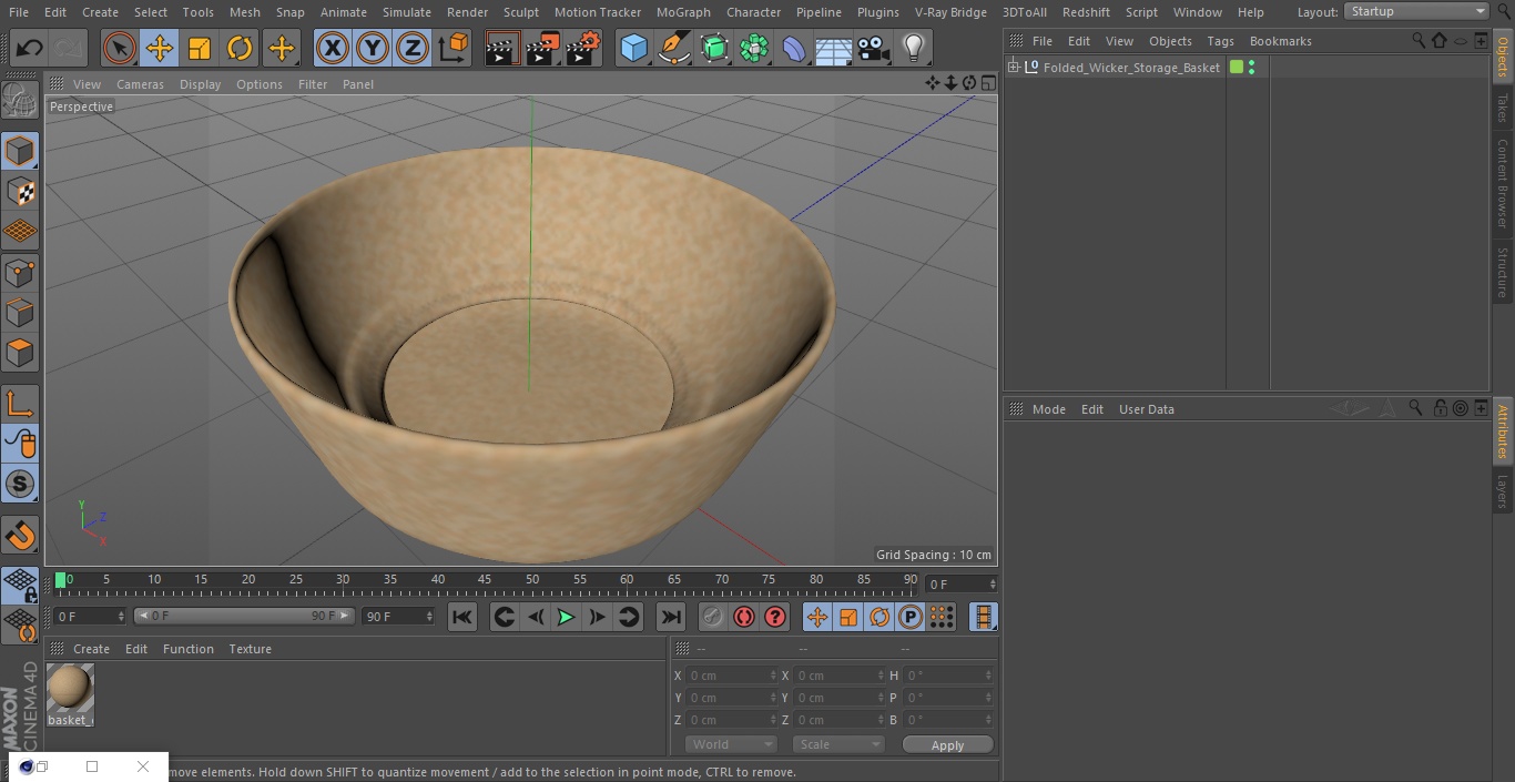 3D Folded Wicker Storage Basket model