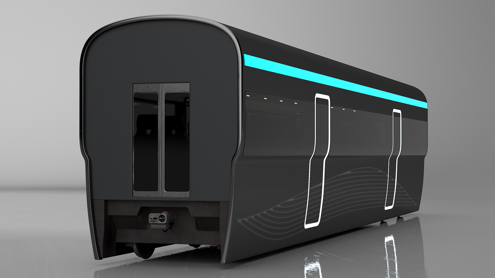 Futuristic Passenger Wagon Black 3D