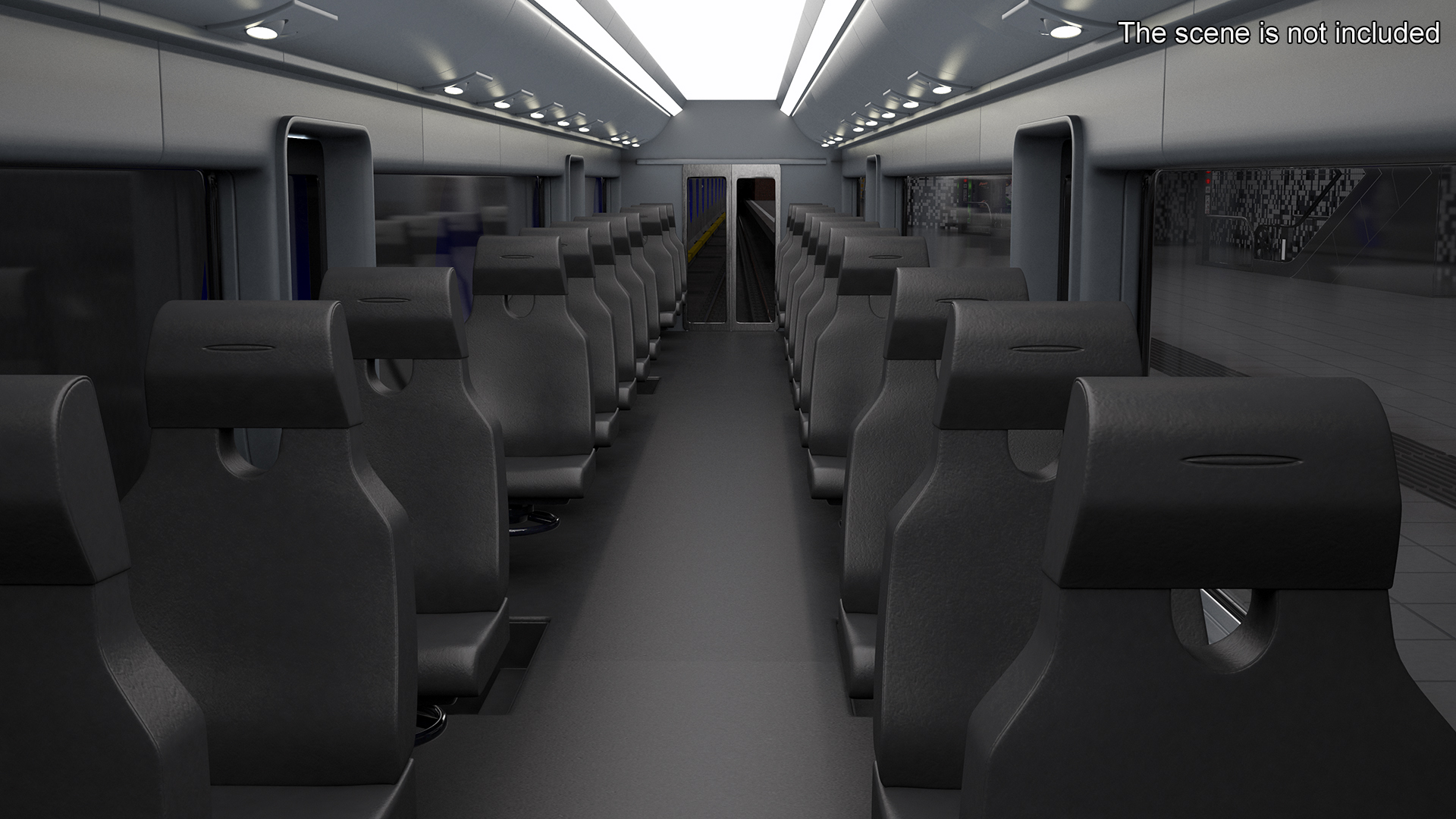 Futuristic Passenger Wagon Black 3D
