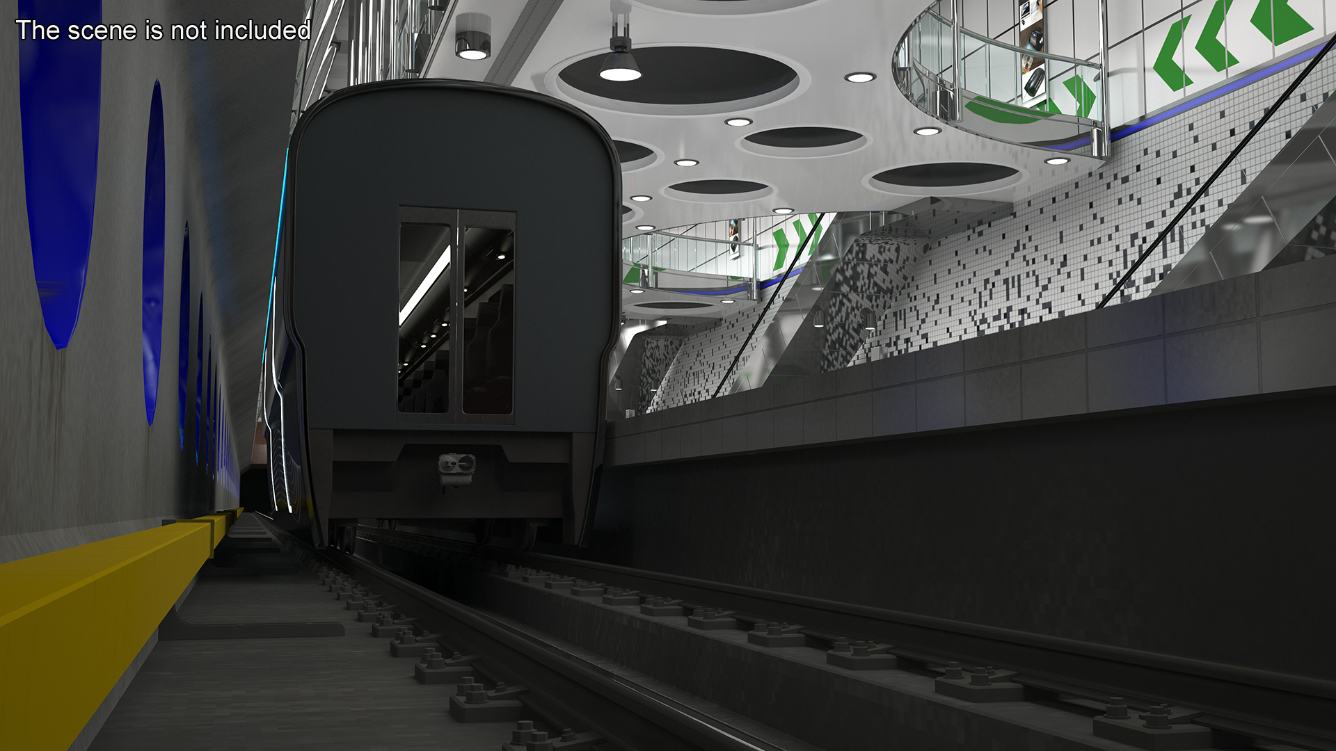 Futuristic Passenger Wagon Black 3D