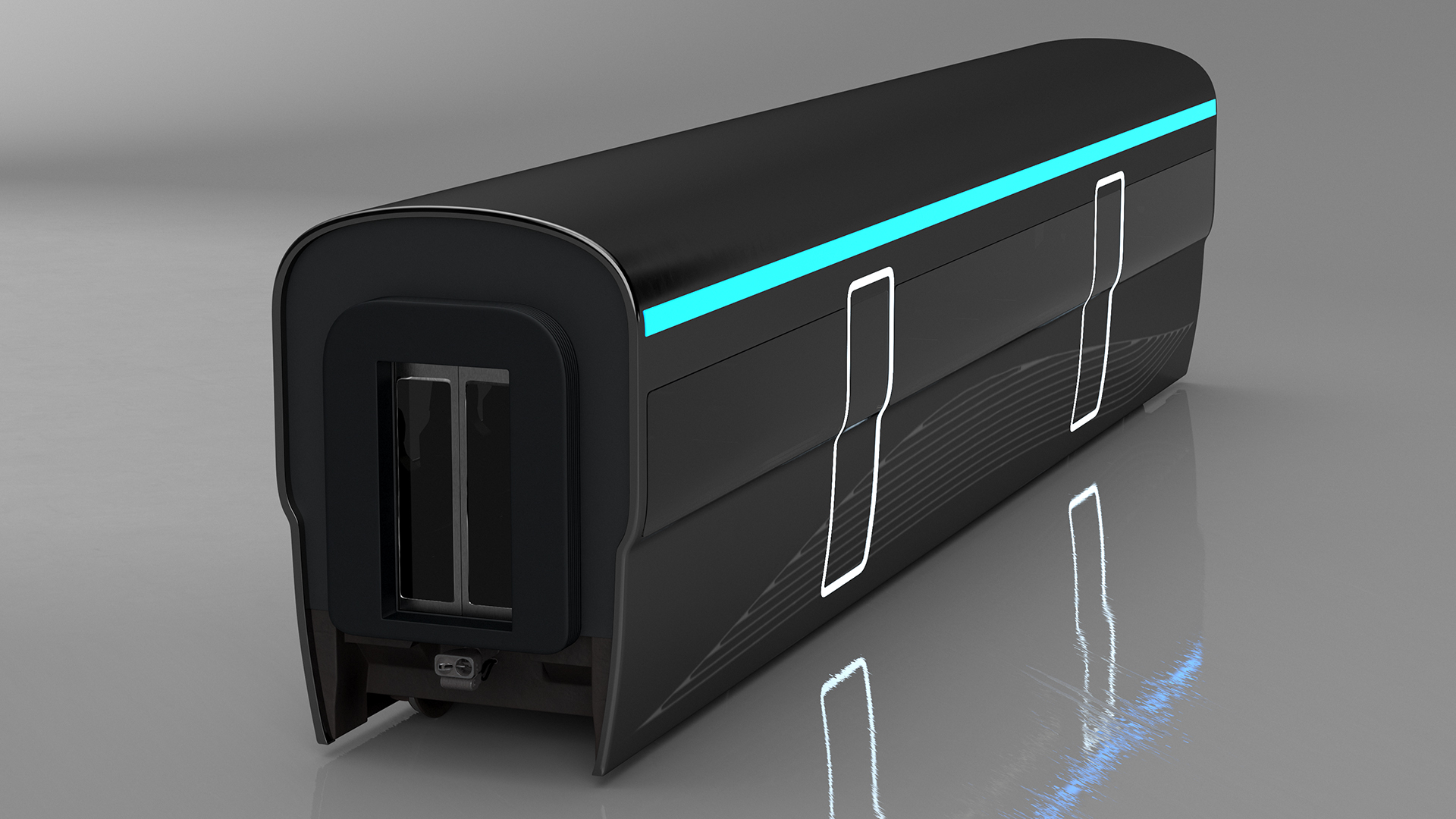 Futuristic Passenger Wagon Black 3D