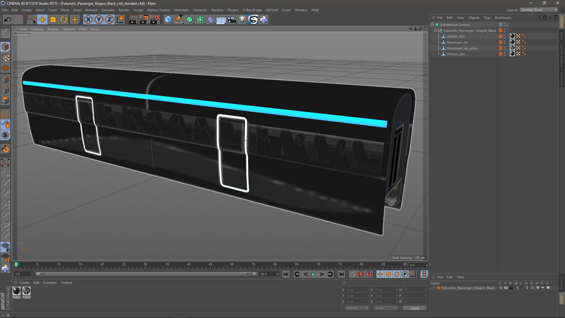 Futuristic Passenger Wagon Black 3D