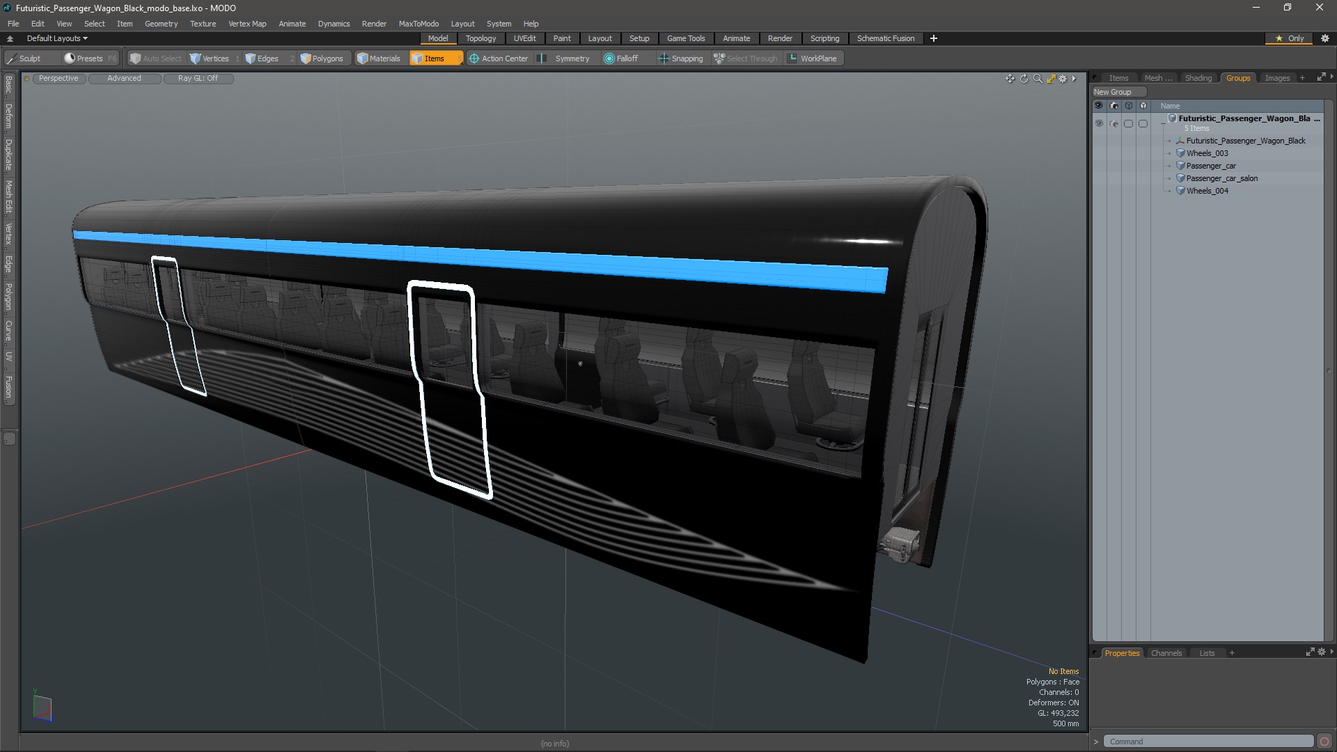 Futuristic Passenger Wagon Black 3D