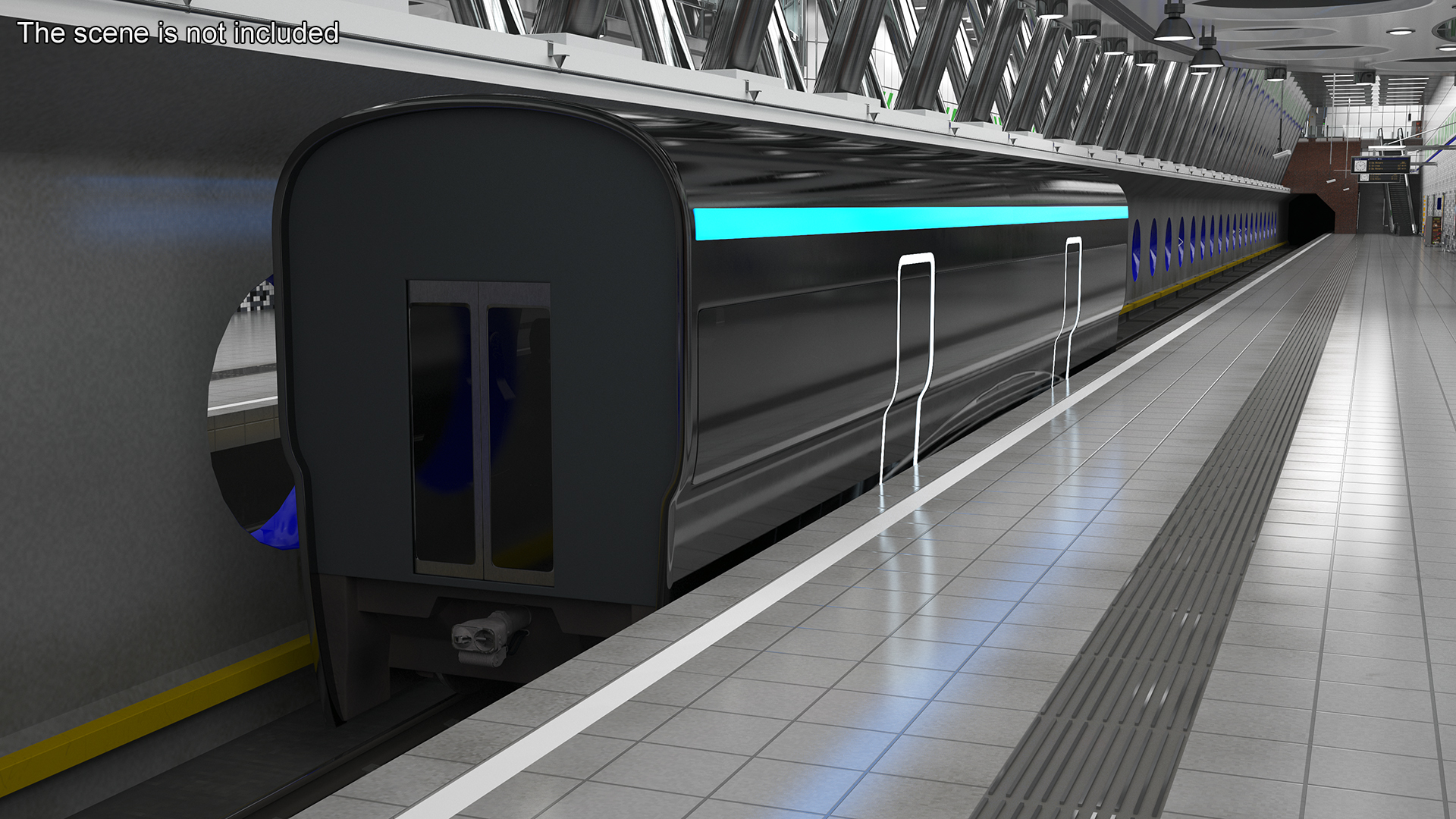 Futuristic Passenger Wagon Black 3D