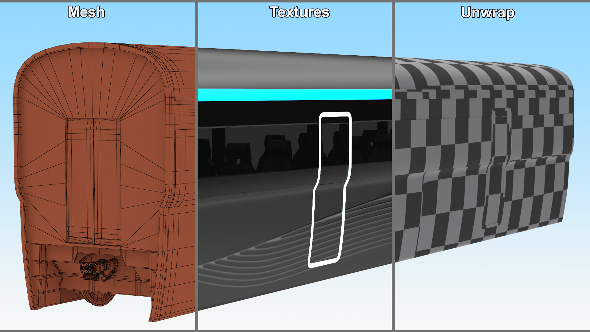 Futuristic Passenger Wagon Black 3D