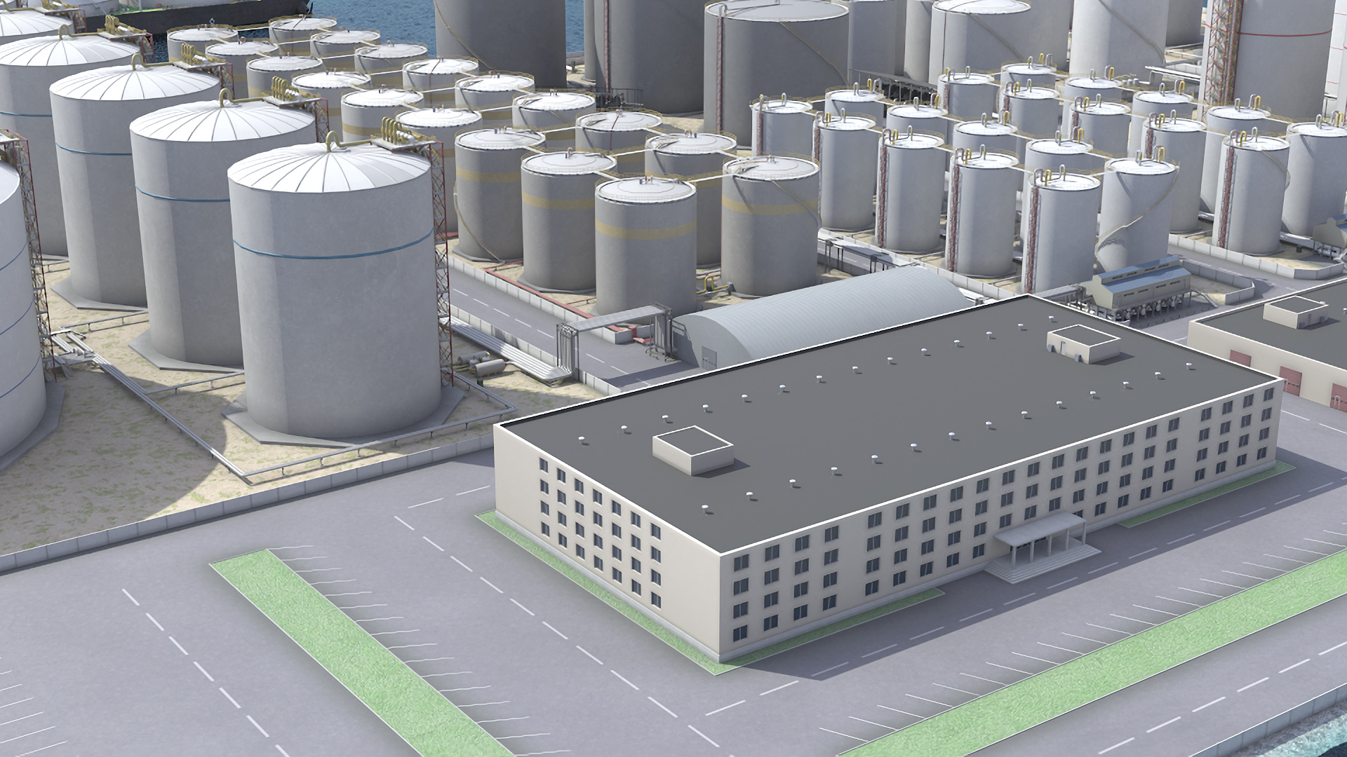 LNG Terminal with Gas Carrier Ship 3D model
