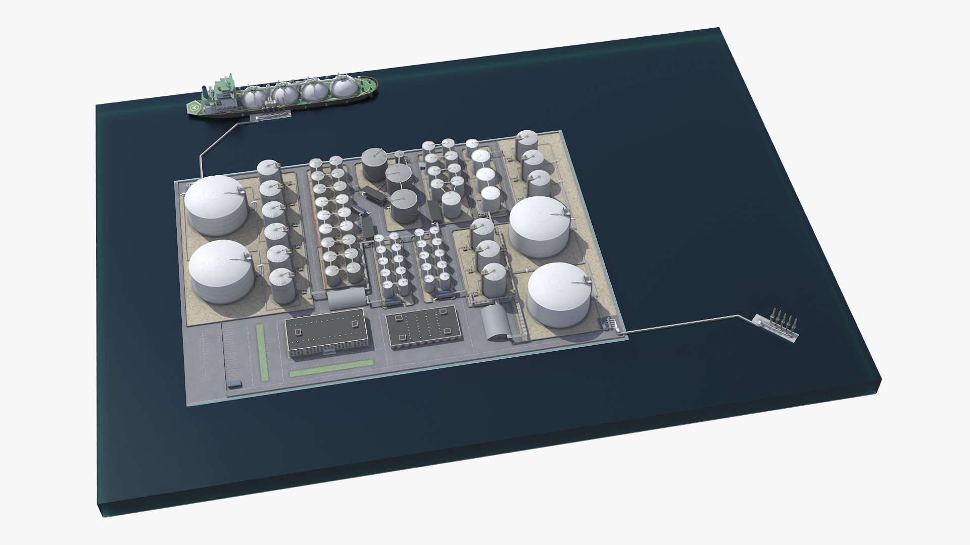 LNG Terminal with Gas Carrier Ship 3D model