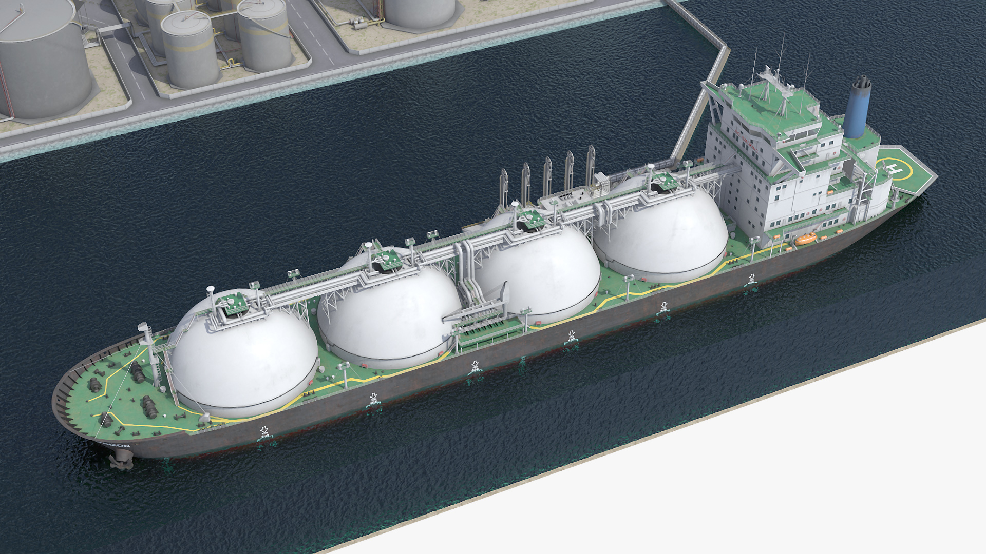 LNG Terminal with Gas Carrier Ship 3D model