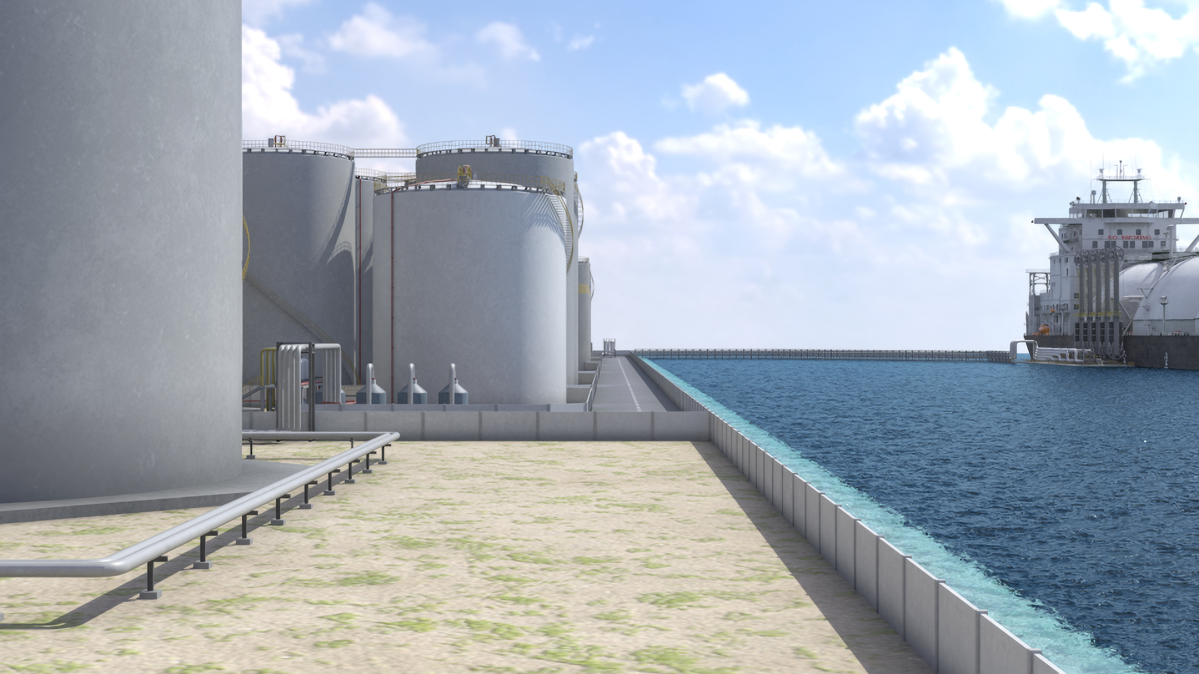 LNG Terminal with Gas Carrier Ship 3D model