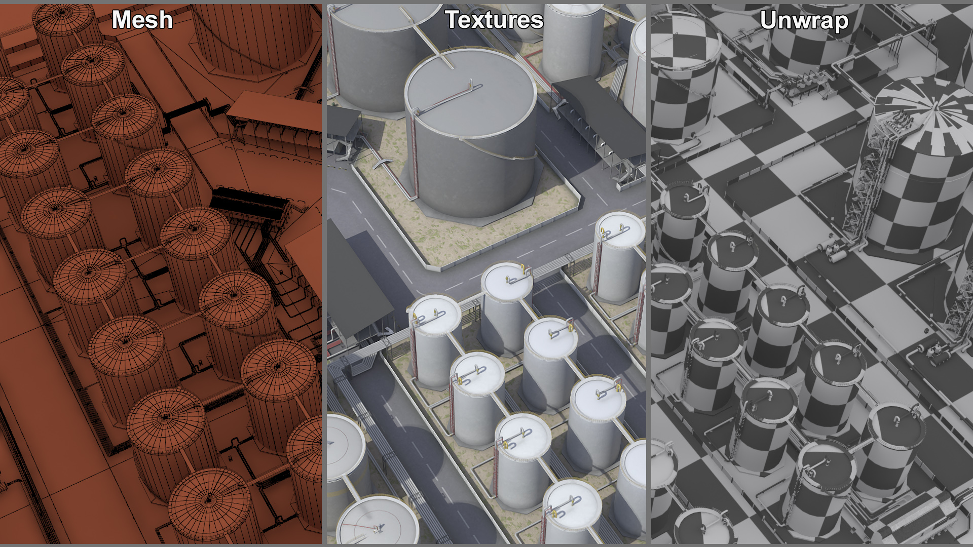 LNG Terminal with Gas Carrier Ship 3D model