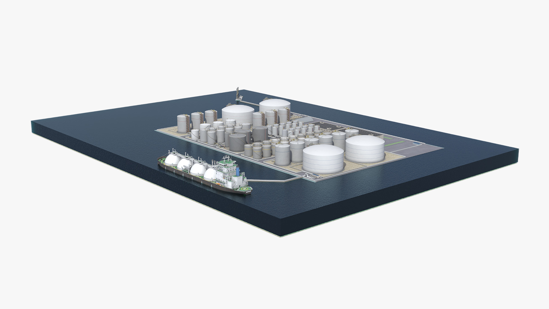 LNG Terminal with Gas Carrier Ship 3D model