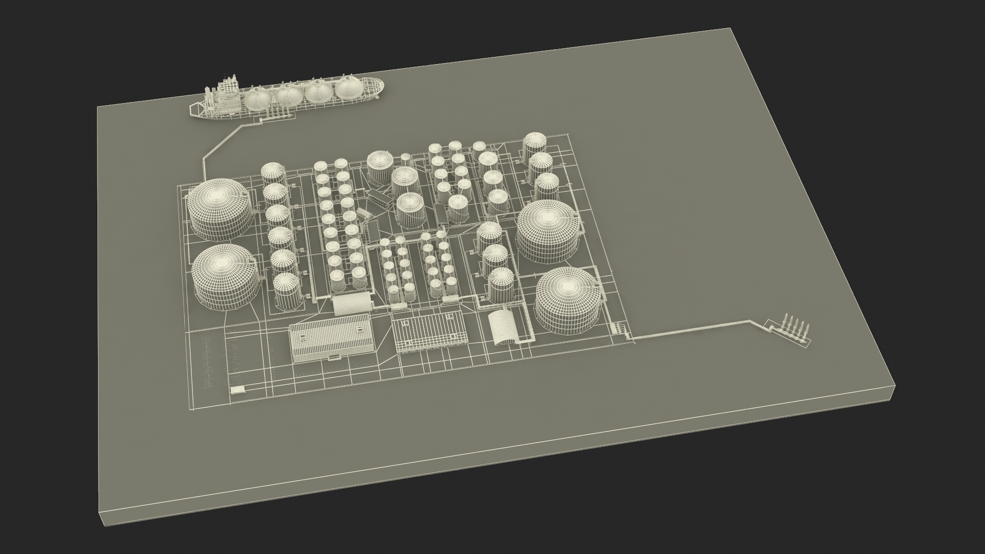 LNG Terminal with Gas Carrier Ship 3D model