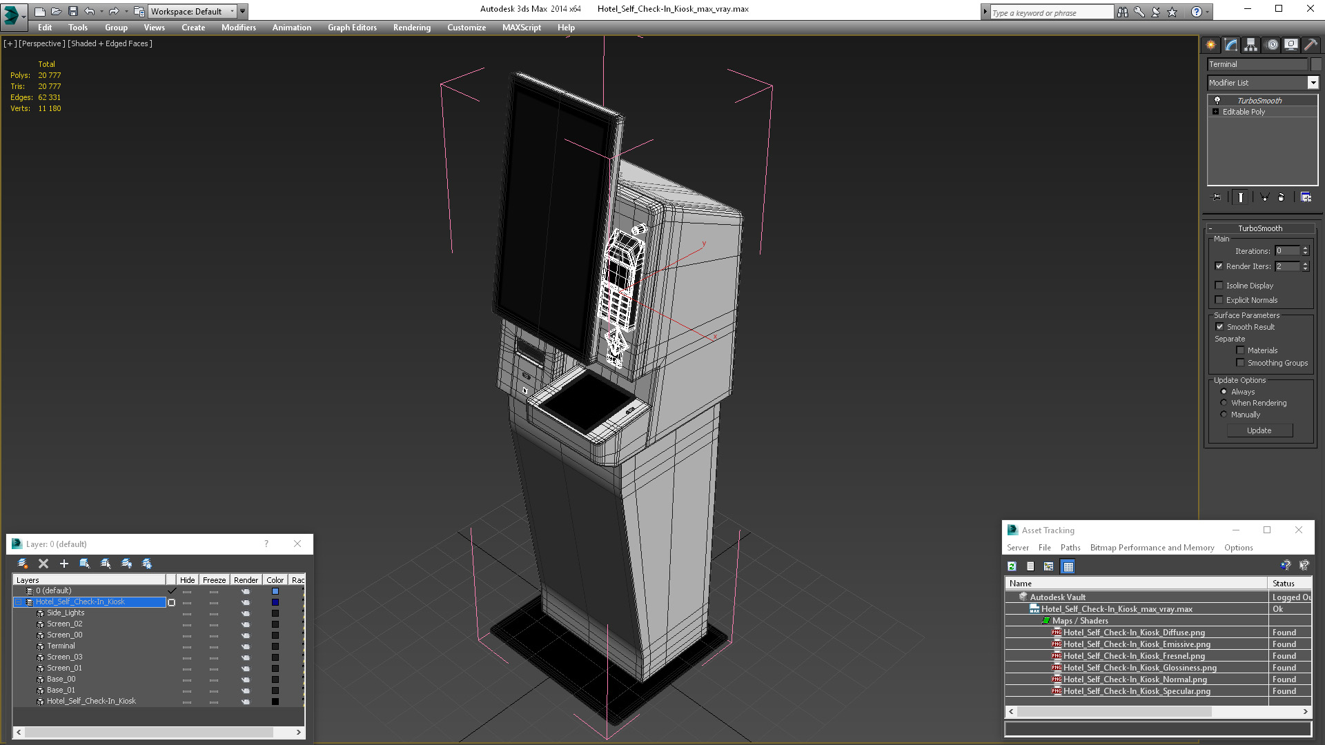 3D model Hotel Self Check-In Kiosk