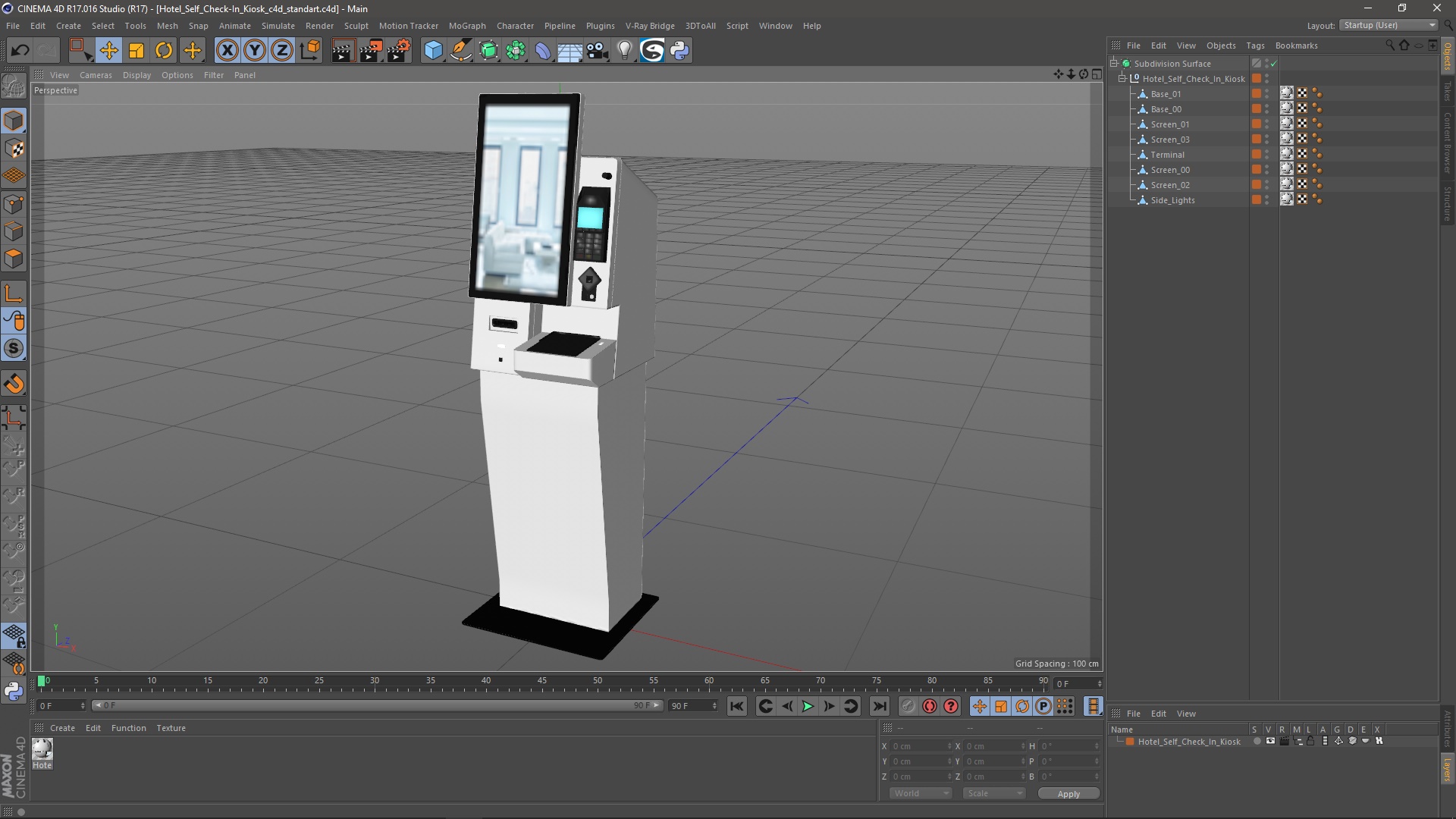 3D model Hotel Self Check-In Kiosk