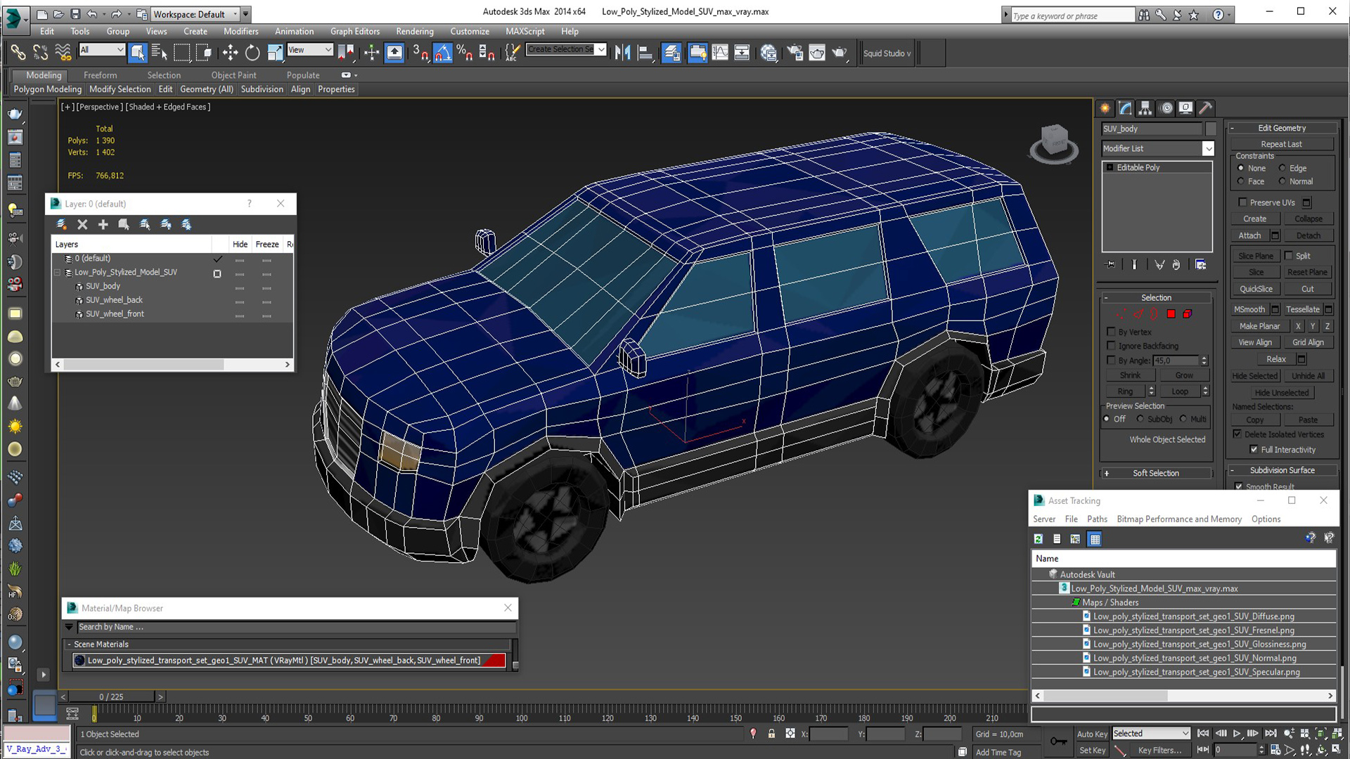 Low Poly Stylized Model SUV 3D