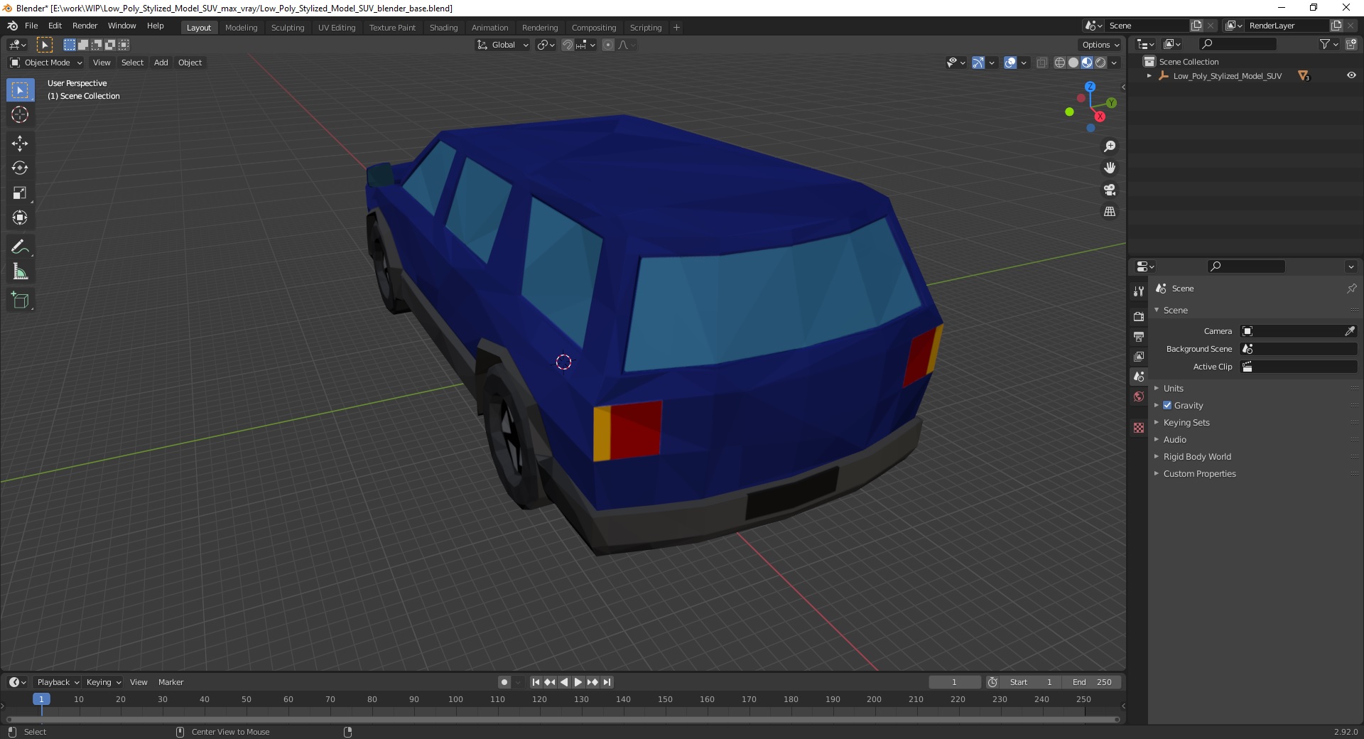 Low Poly Stylized Model SUV 3D
