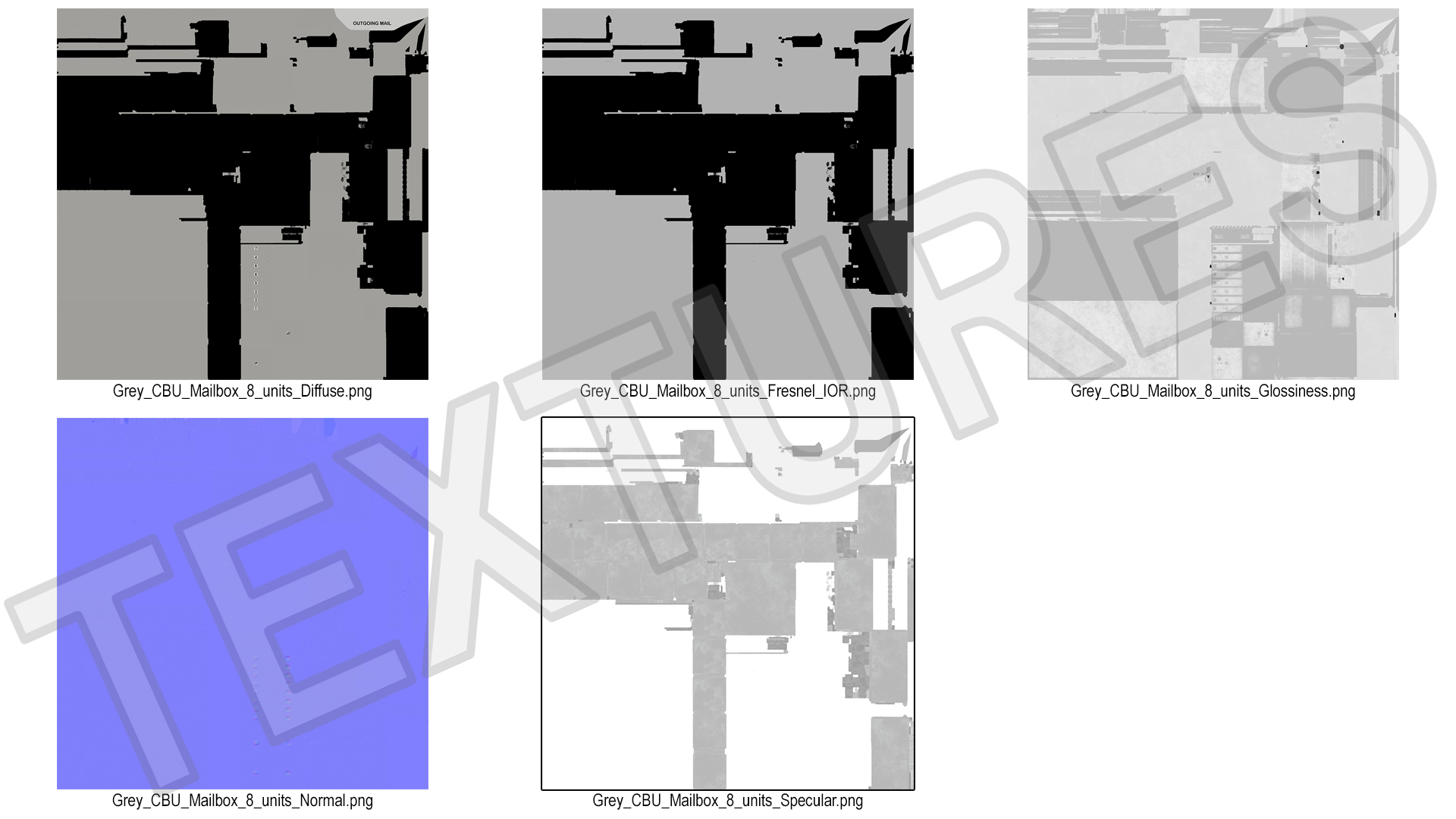 Grey Eight Door Two Parcel Cluster Mailbox 3D