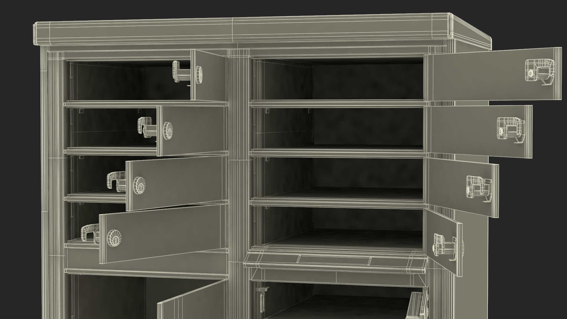 Grey Eight Door Two Parcel Cluster Mailbox 3D