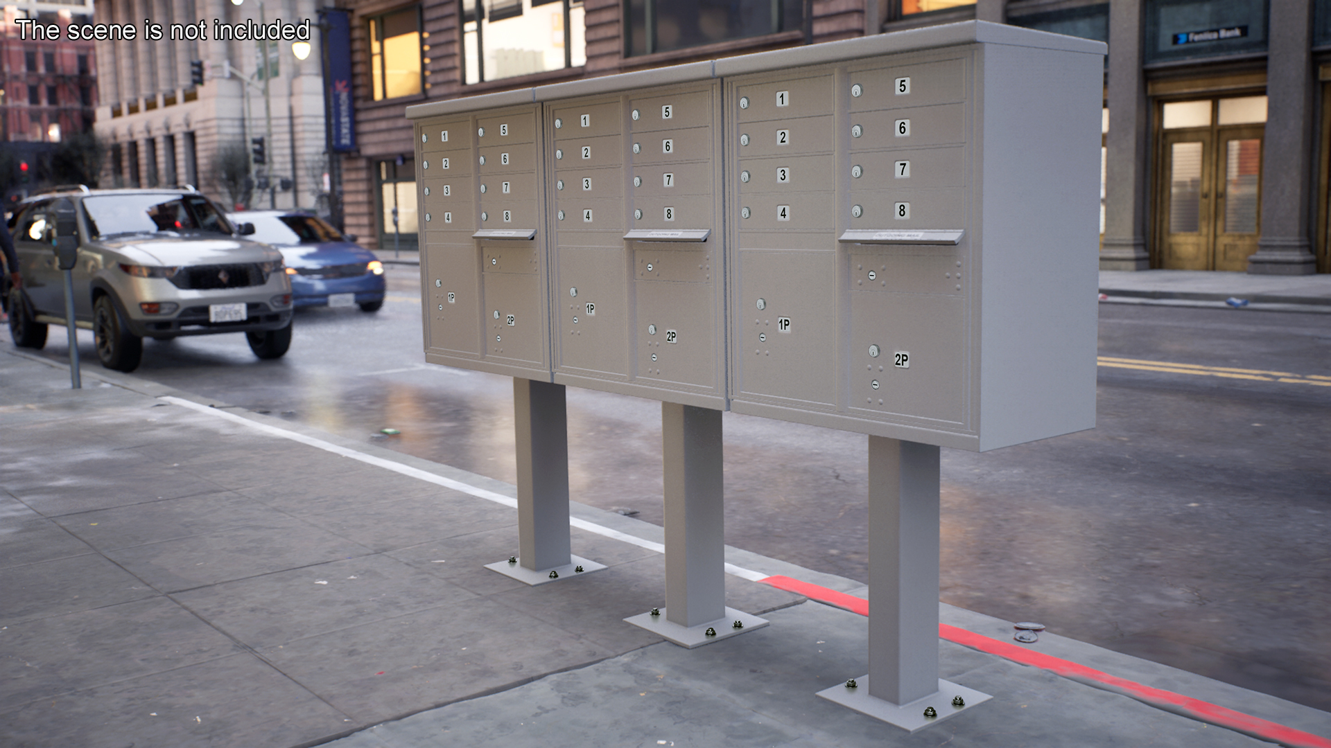 Grey Eight Door Two Parcel Cluster Mailbox 3D