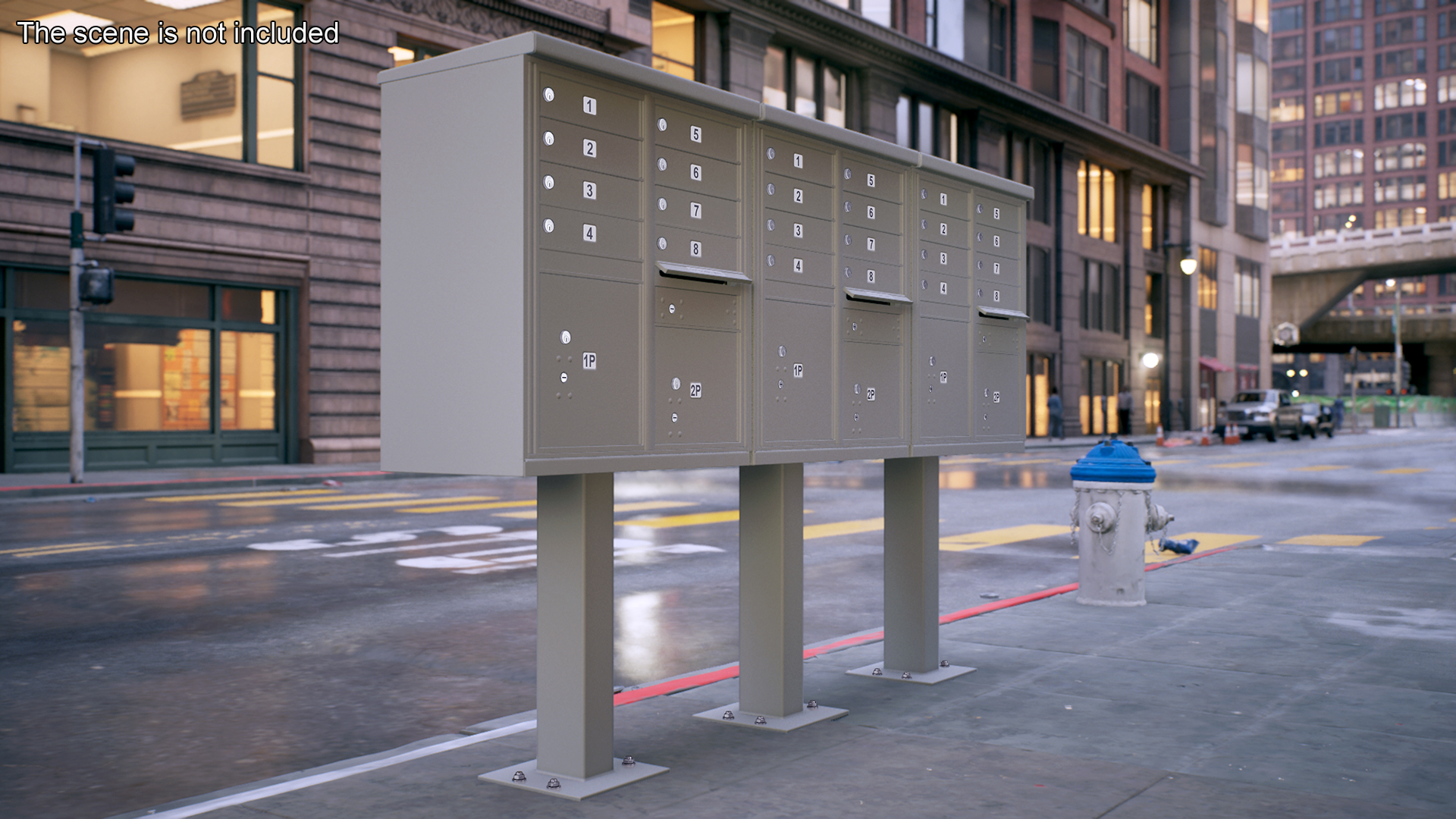 Grey Eight Door Two Parcel Cluster Mailbox 3D