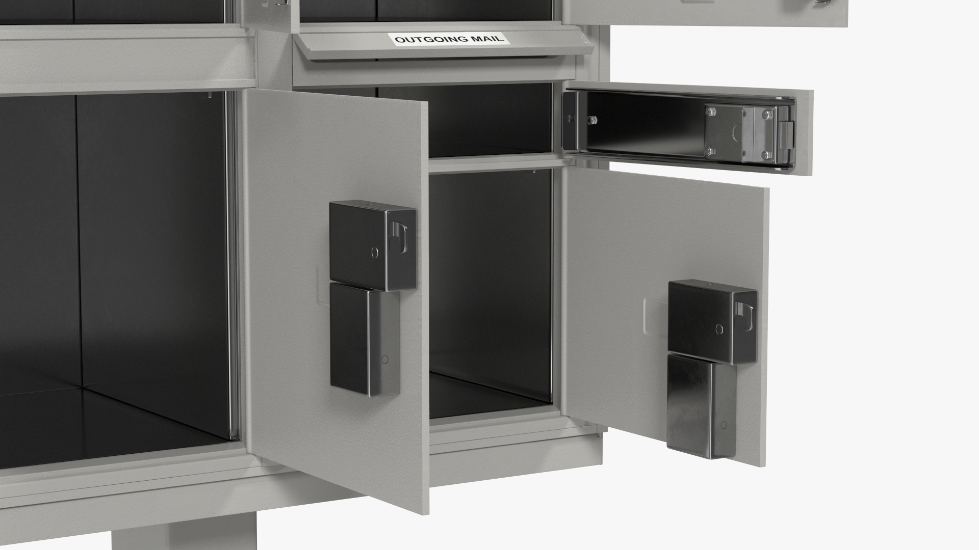 Grey Eight Door Two Parcel Cluster Mailbox 3D