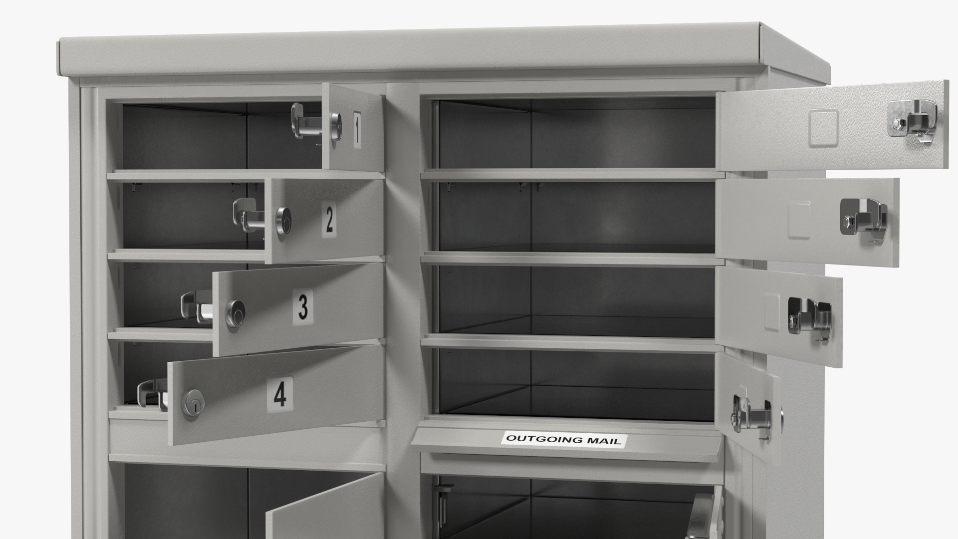 Grey Eight Door Two Parcel Cluster Mailbox 3D