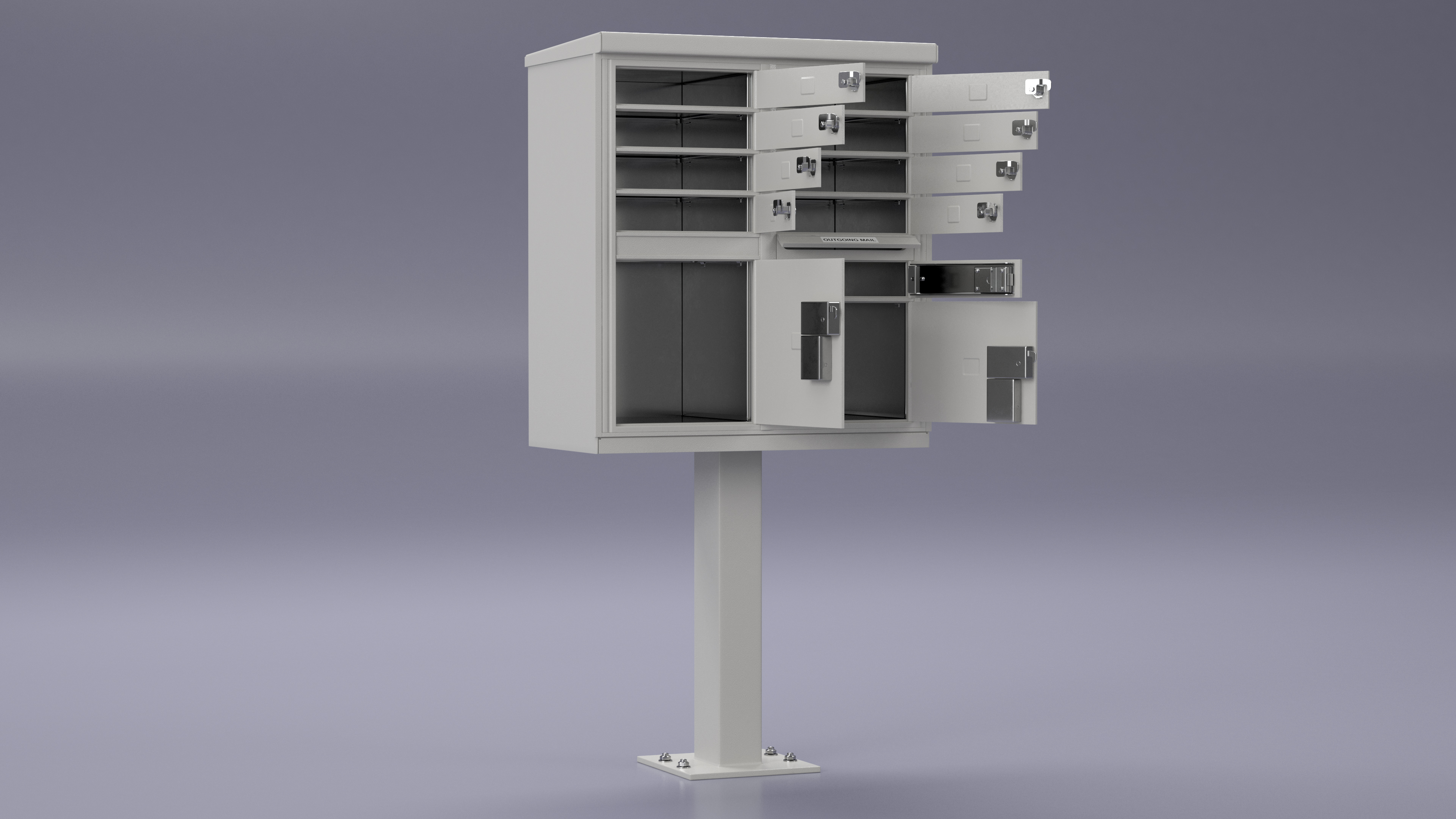 Grey Eight Door Two Parcel Cluster Mailbox 3D