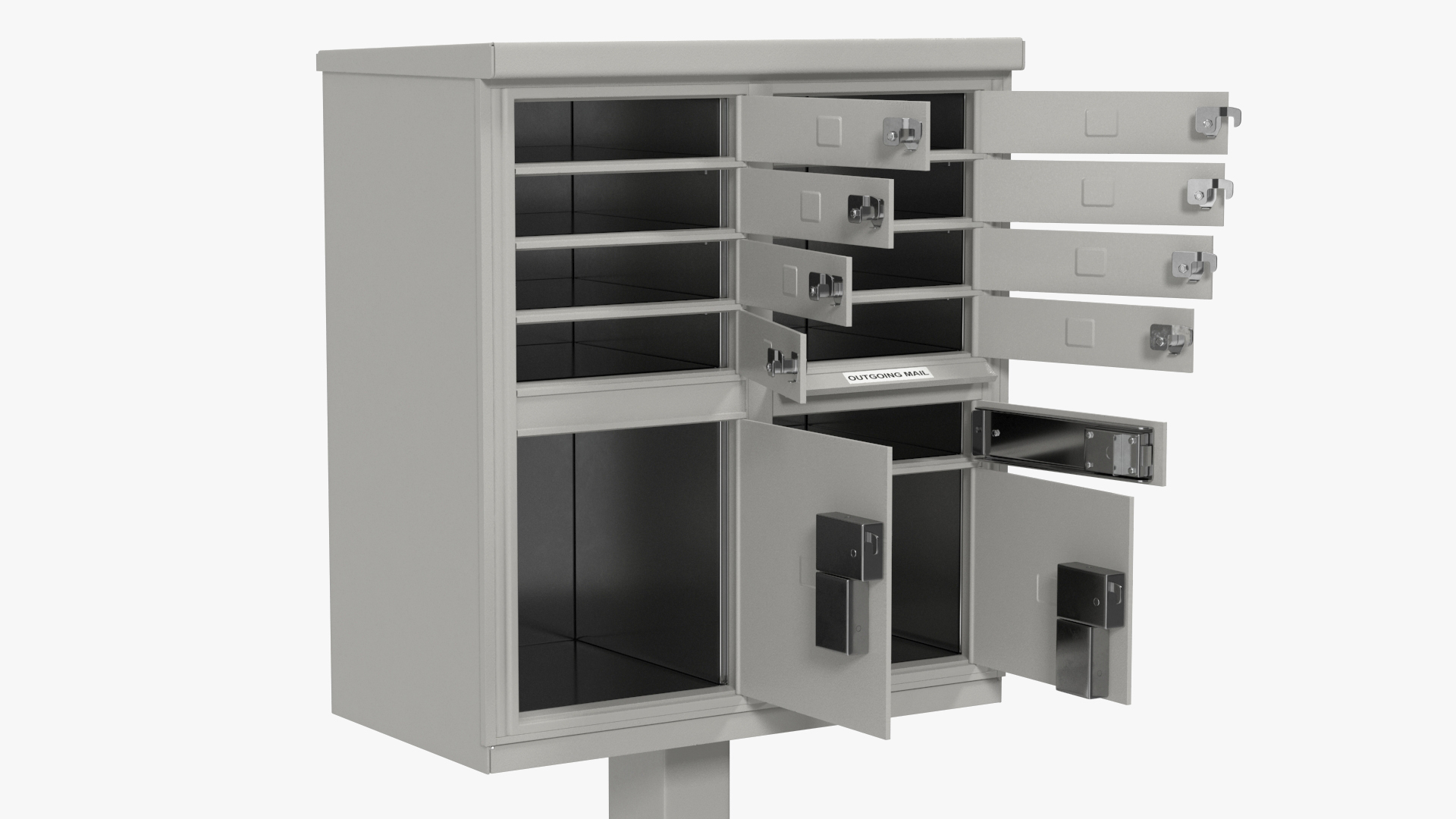 Grey Eight Door Two Parcel Cluster Mailbox 3D