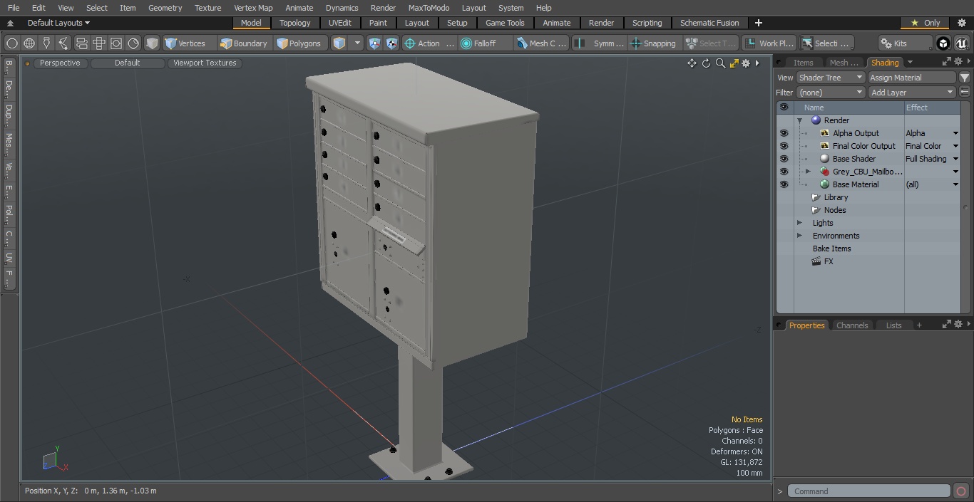 Grey Eight Door Two Parcel Cluster Mailbox 3D