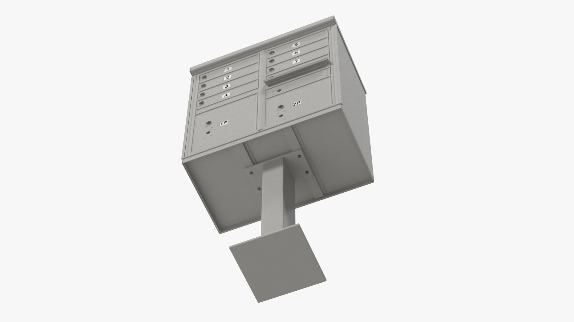 Grey Eight Door Two Parcel Cluster Mailbox 3D
