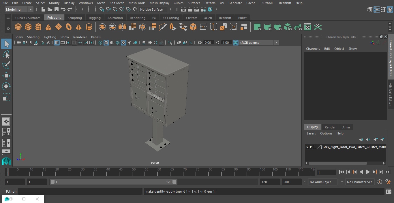 Grey Eight Door Two Parcel Cluster Mailbox 3D