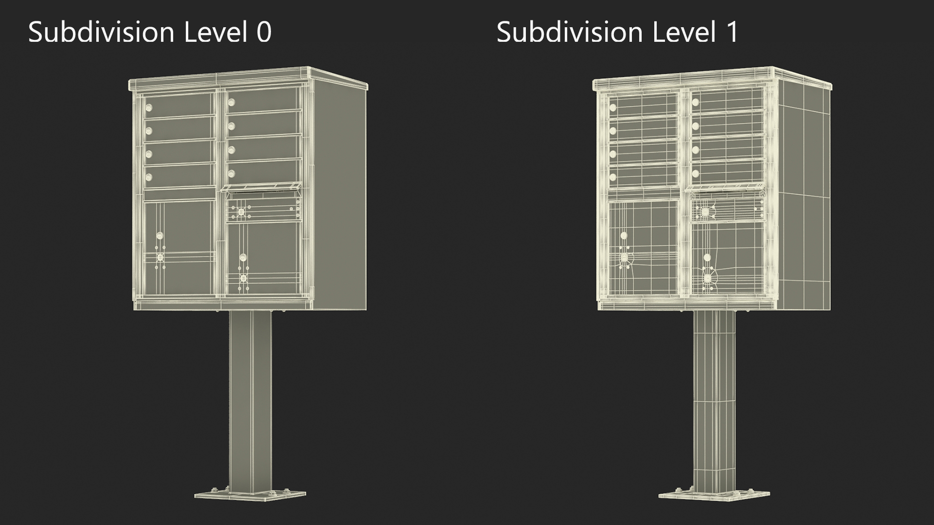 Grey Eight Door Two Parcel Cluster Mailbox 3D