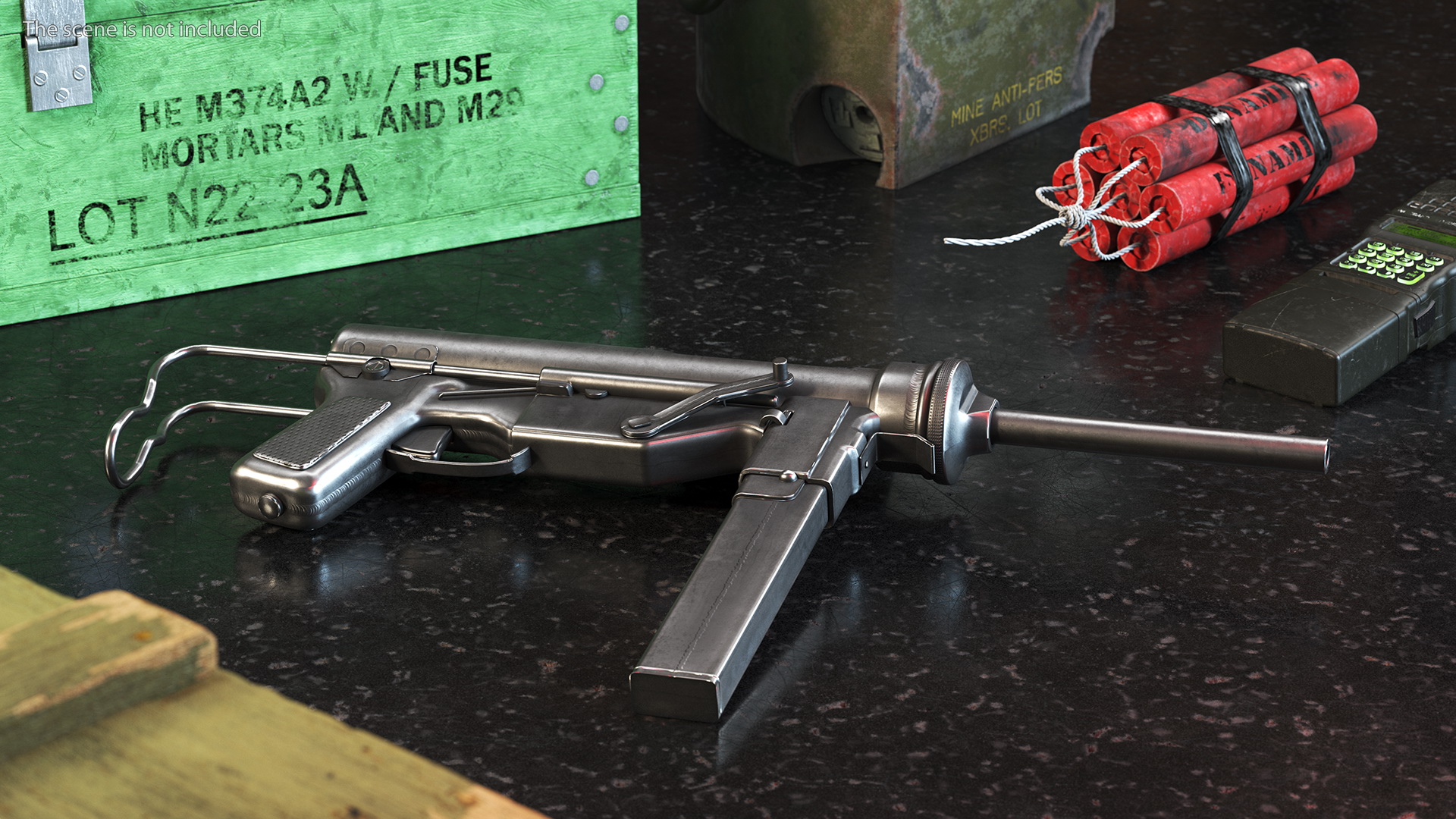 M3 Grease Gun Submachine Gun 45 Caliber 3D model