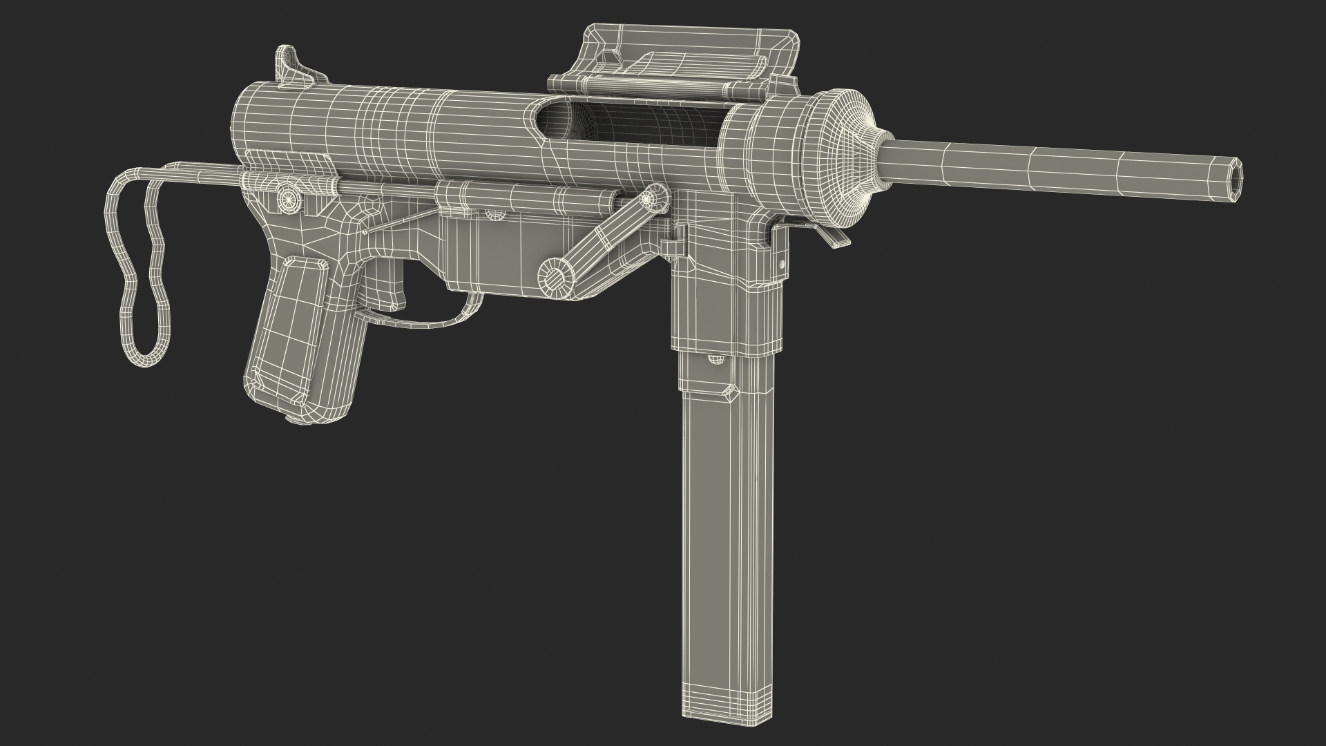 M3 Grease Gun Submachine Gun 45 Caliber 3D model