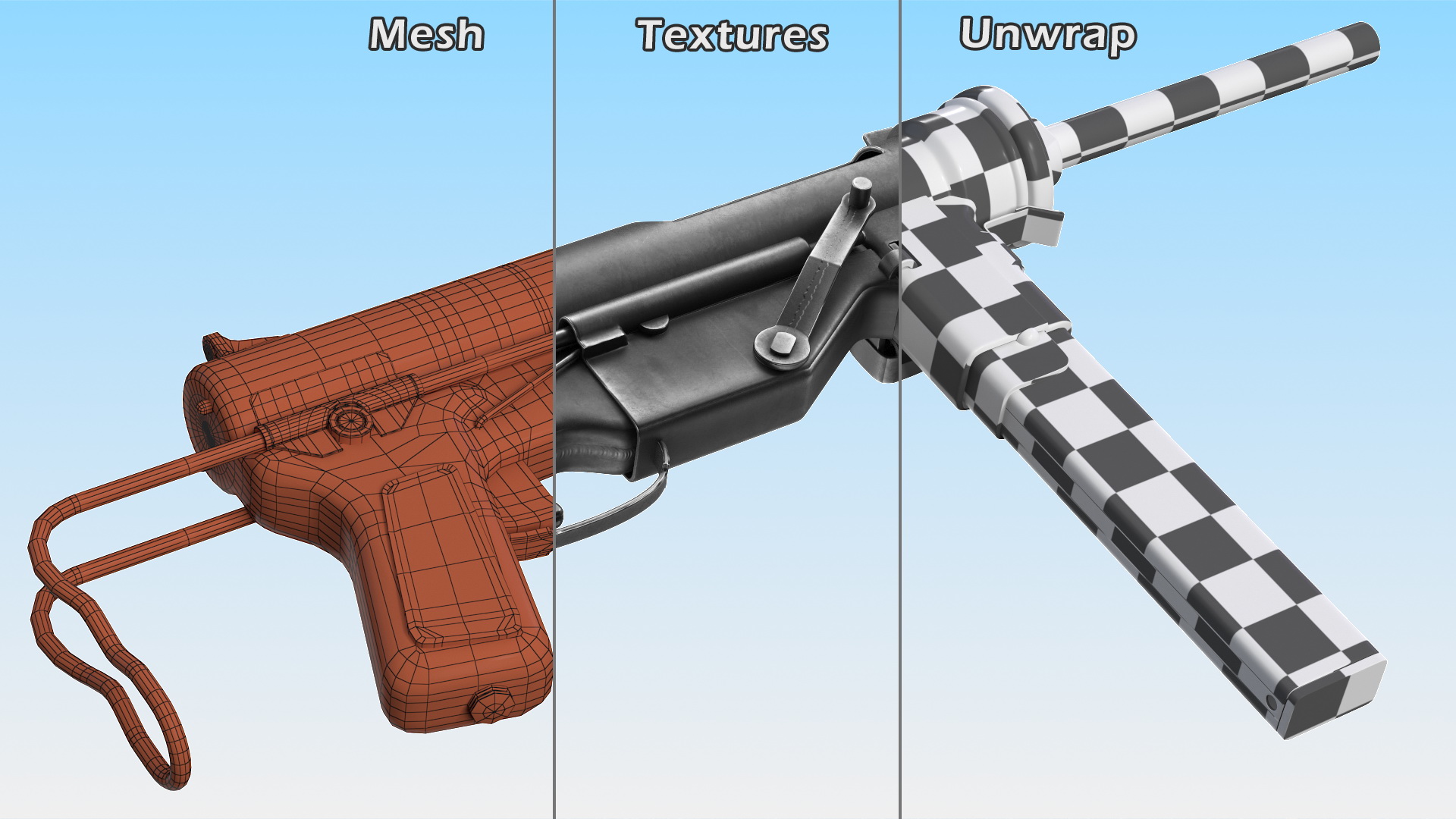 M3 Grease Gun Submachine Gun 45 Caliber 3D model
