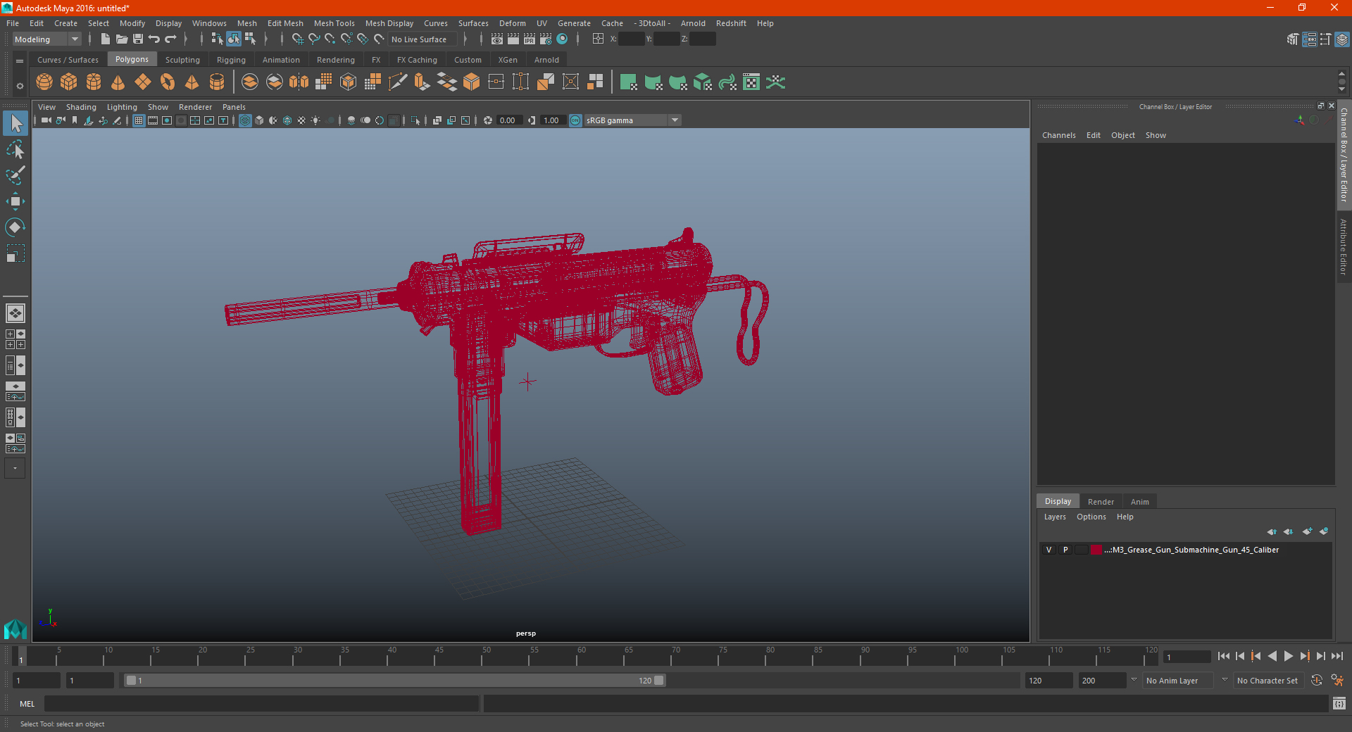 M3 Grease Gun Submachine Gun 45 Caliber 3D model