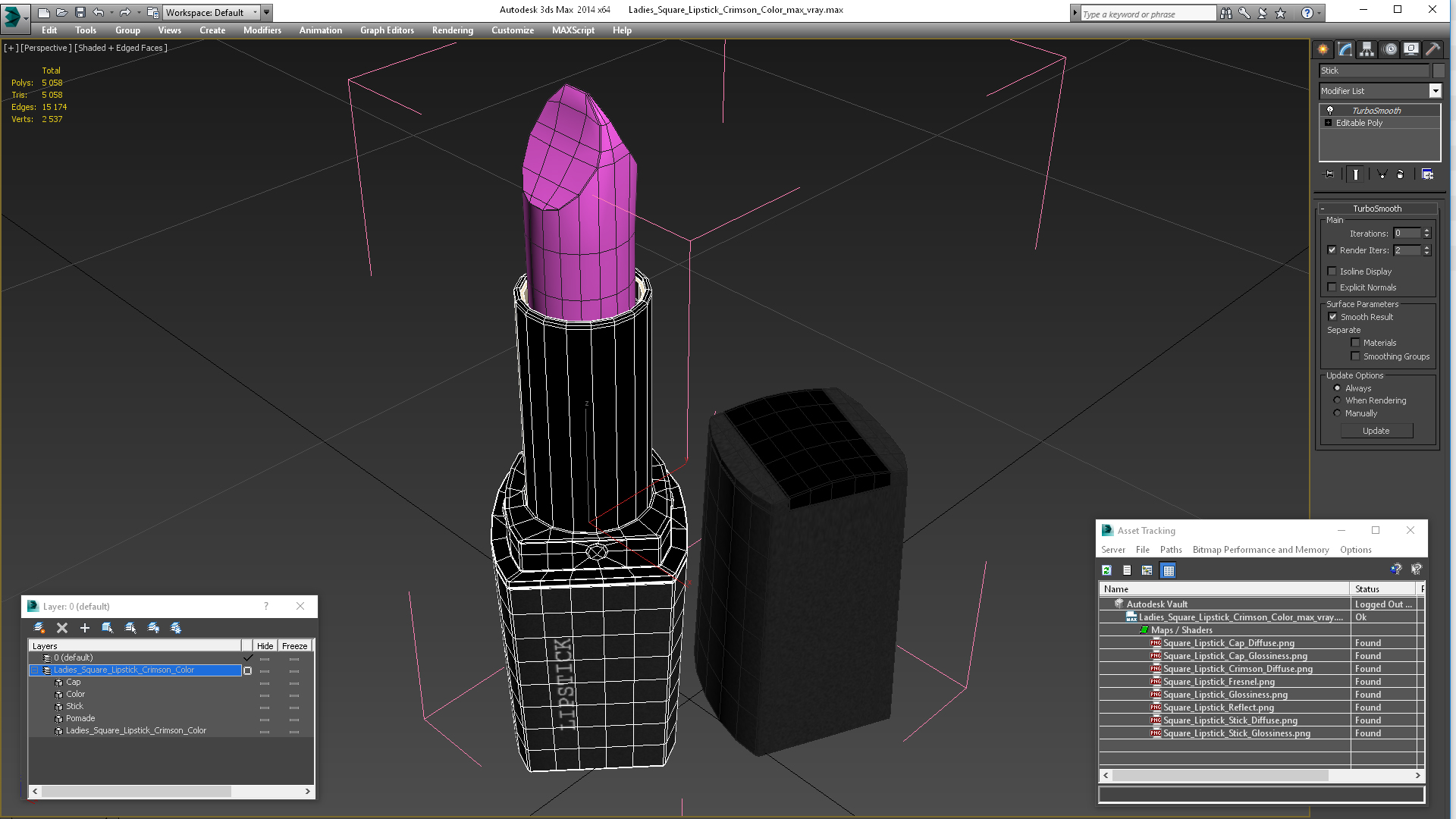 3D Ladies Square Lipstick Crimson Color