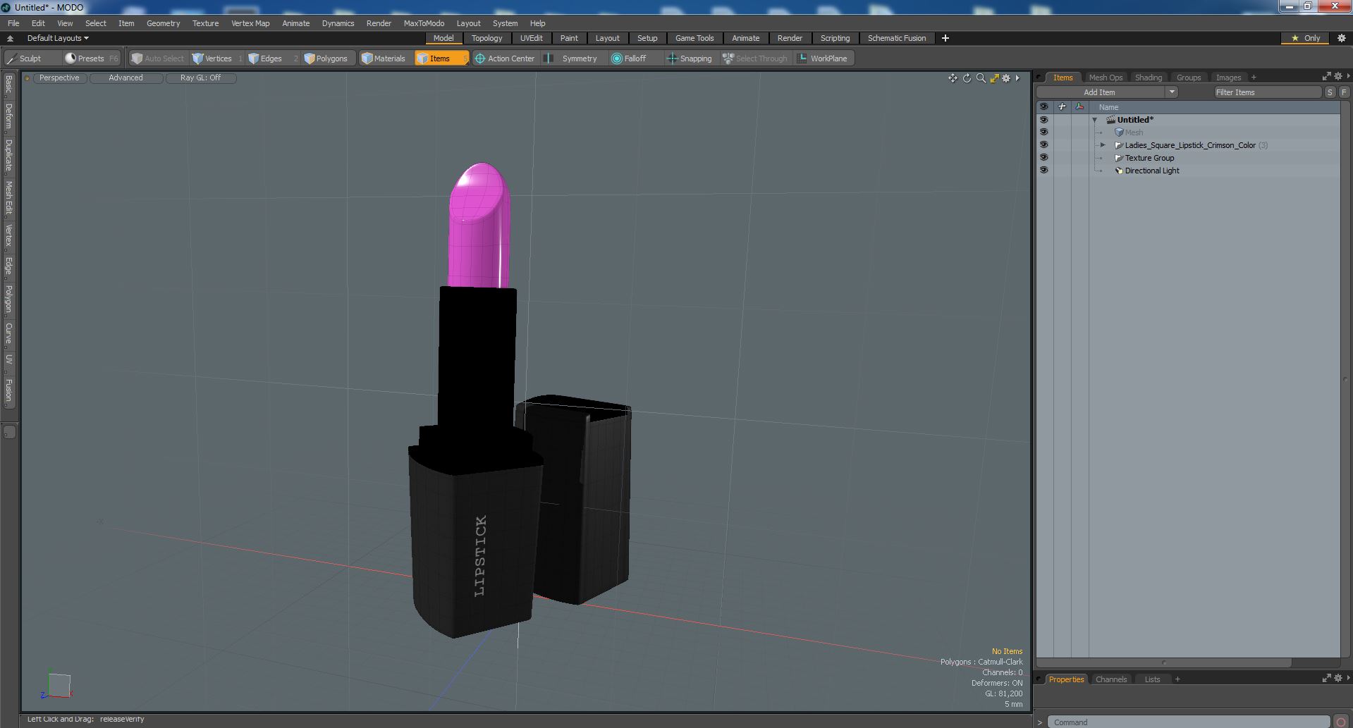3D Ladies Square Lipstick Crimson Color