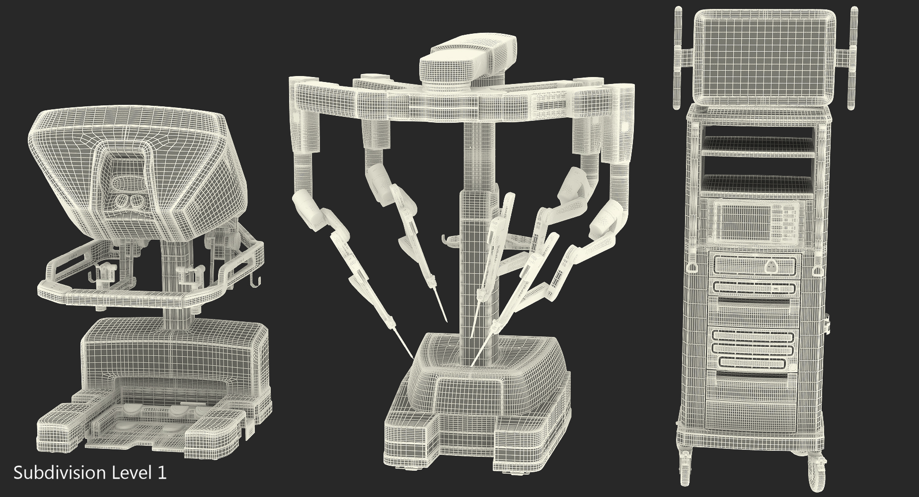 3D Full Da Vinci Surgical System Rigged