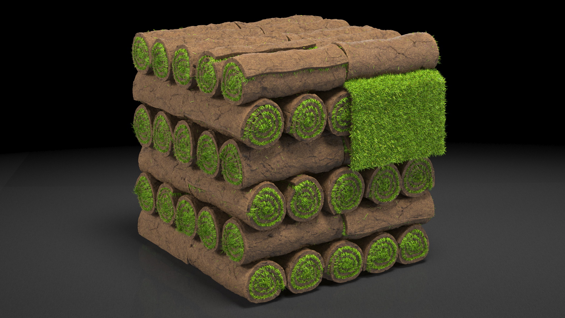 3D Rolled Lawn Big Stack