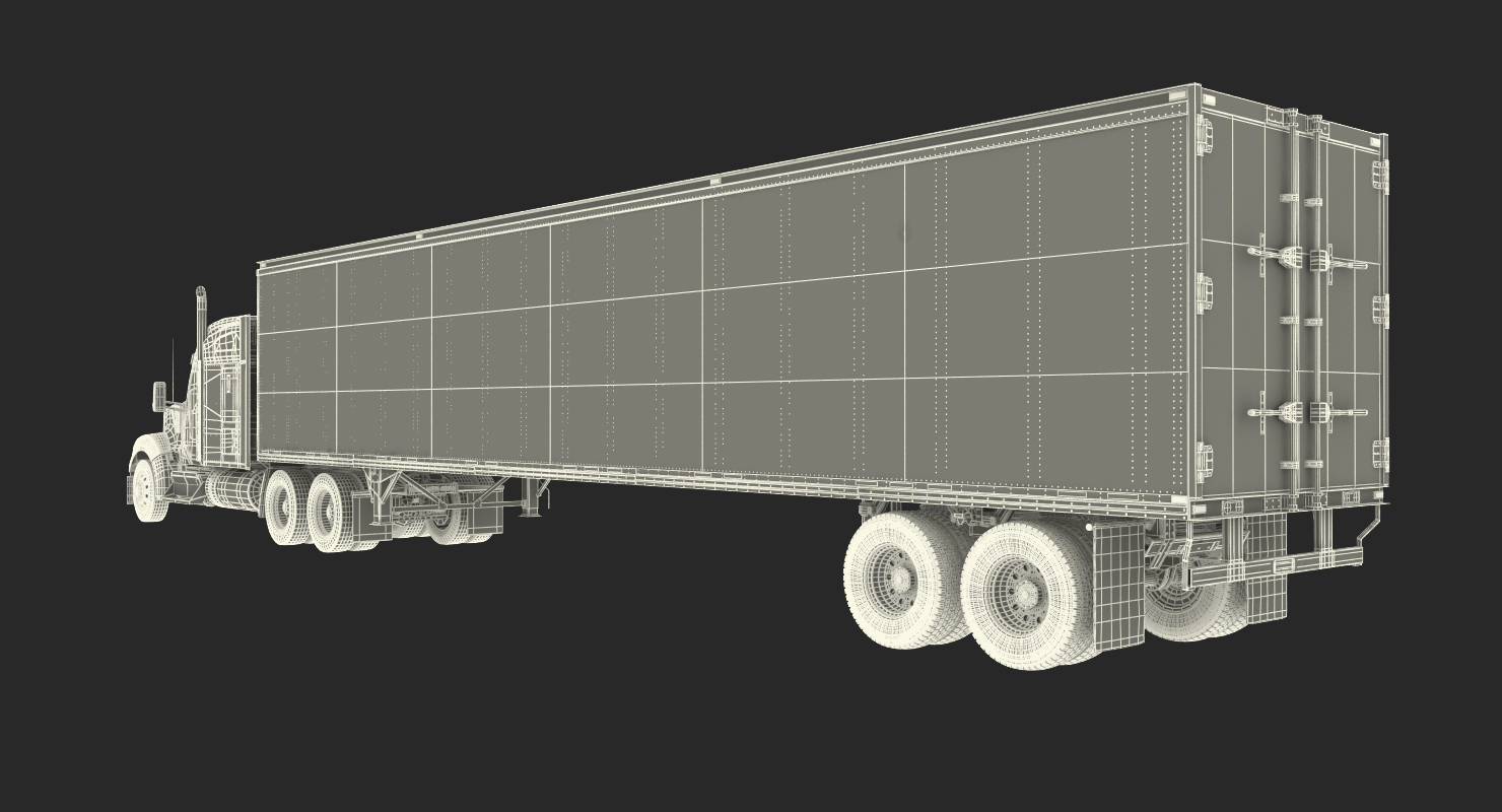 Truck Kenworth W990 with Semi Trailer 3D