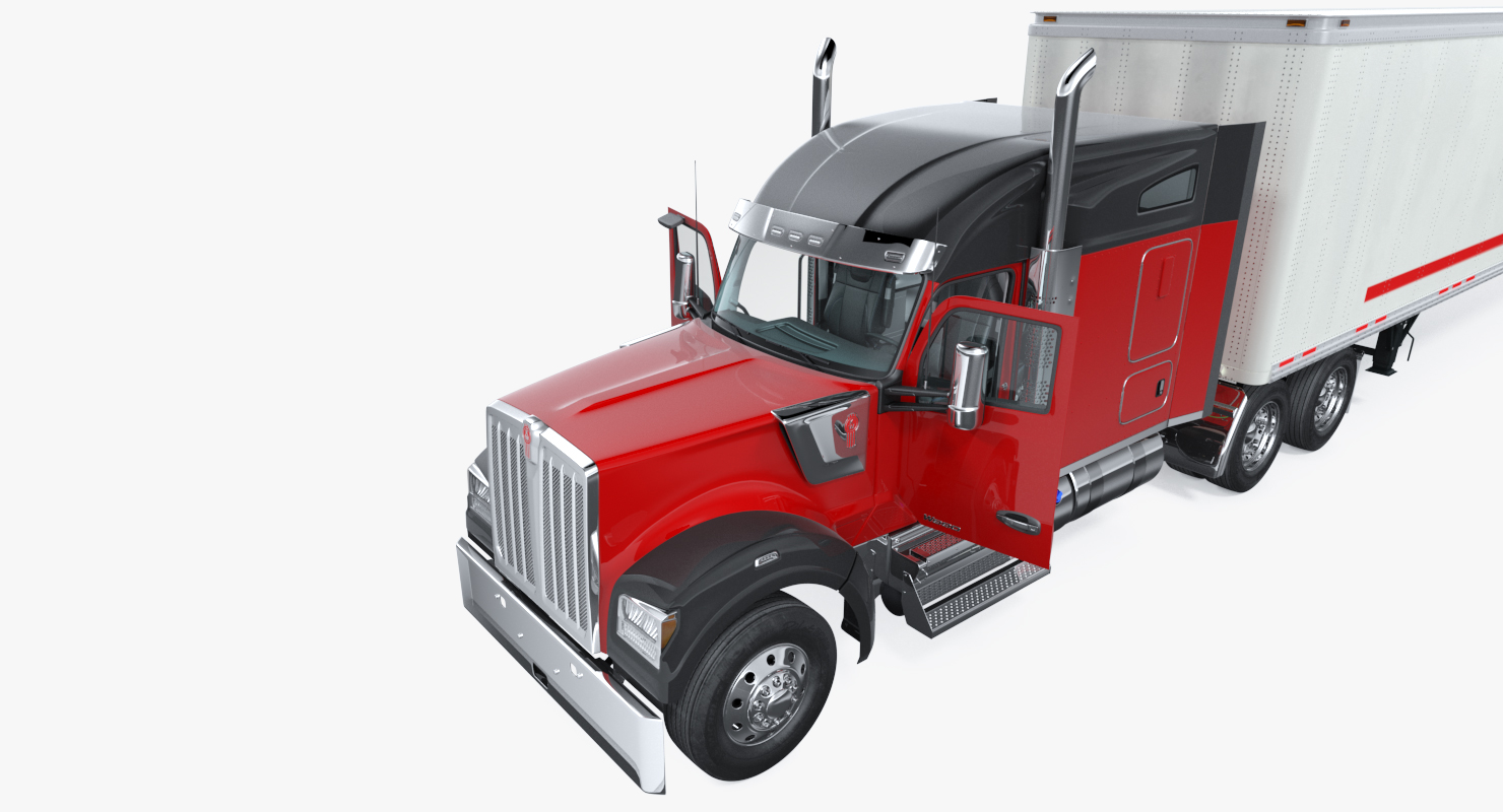 Truck Kenworth W990 with Semi Trailer 3D