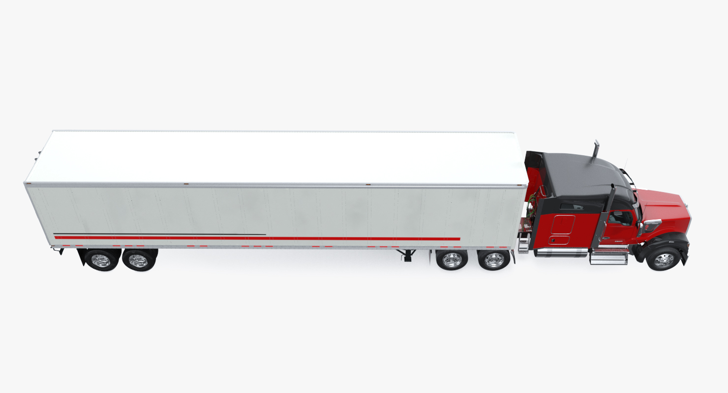 Truck Kenworth W990 with Semi Trailer 3D