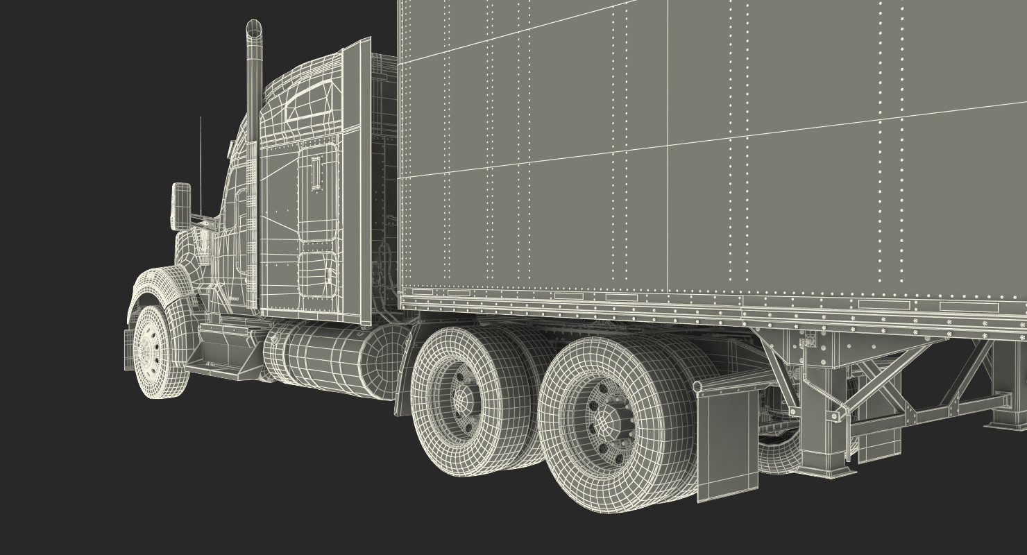Truck Kenworth W990 with Semi Trailer 3D
