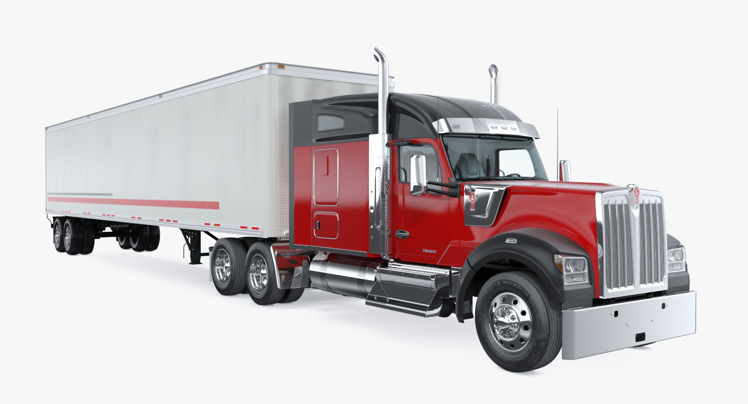 Truck Kenworth W990 with Semi Trailer 3D