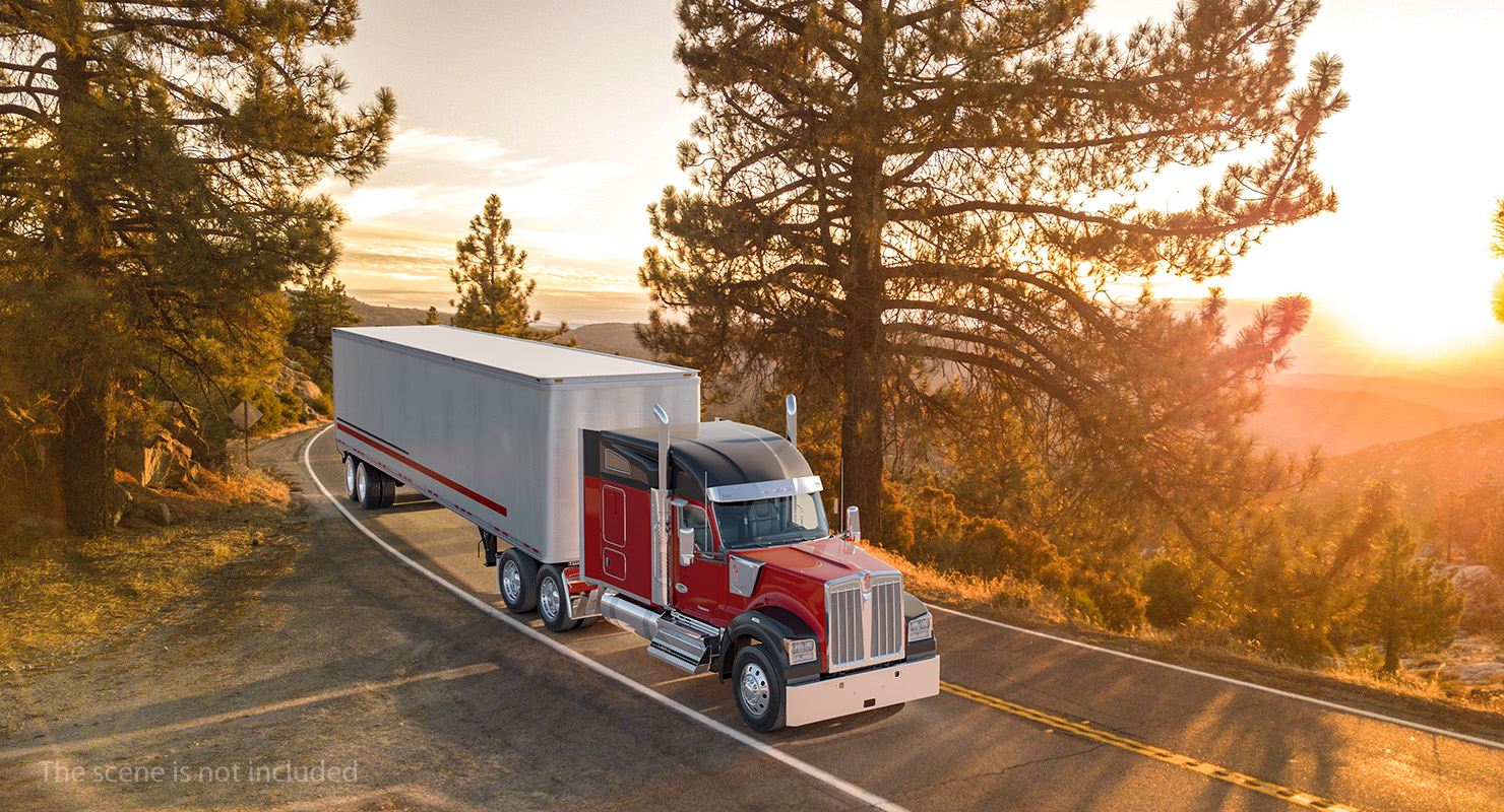 Truck Kenworth W990 with Semi Trailer 3D