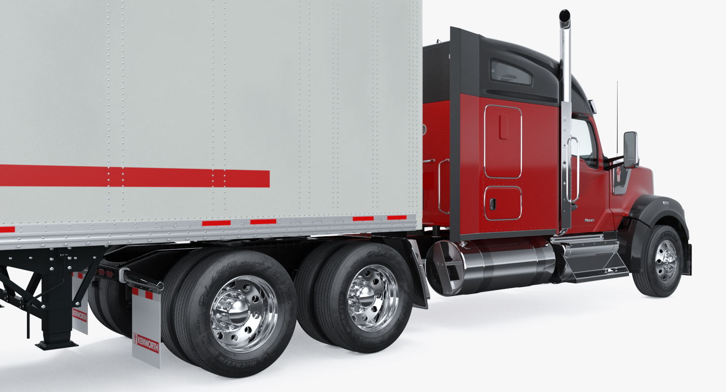 Truck Kenworth W990 with Semi Trailer 3D